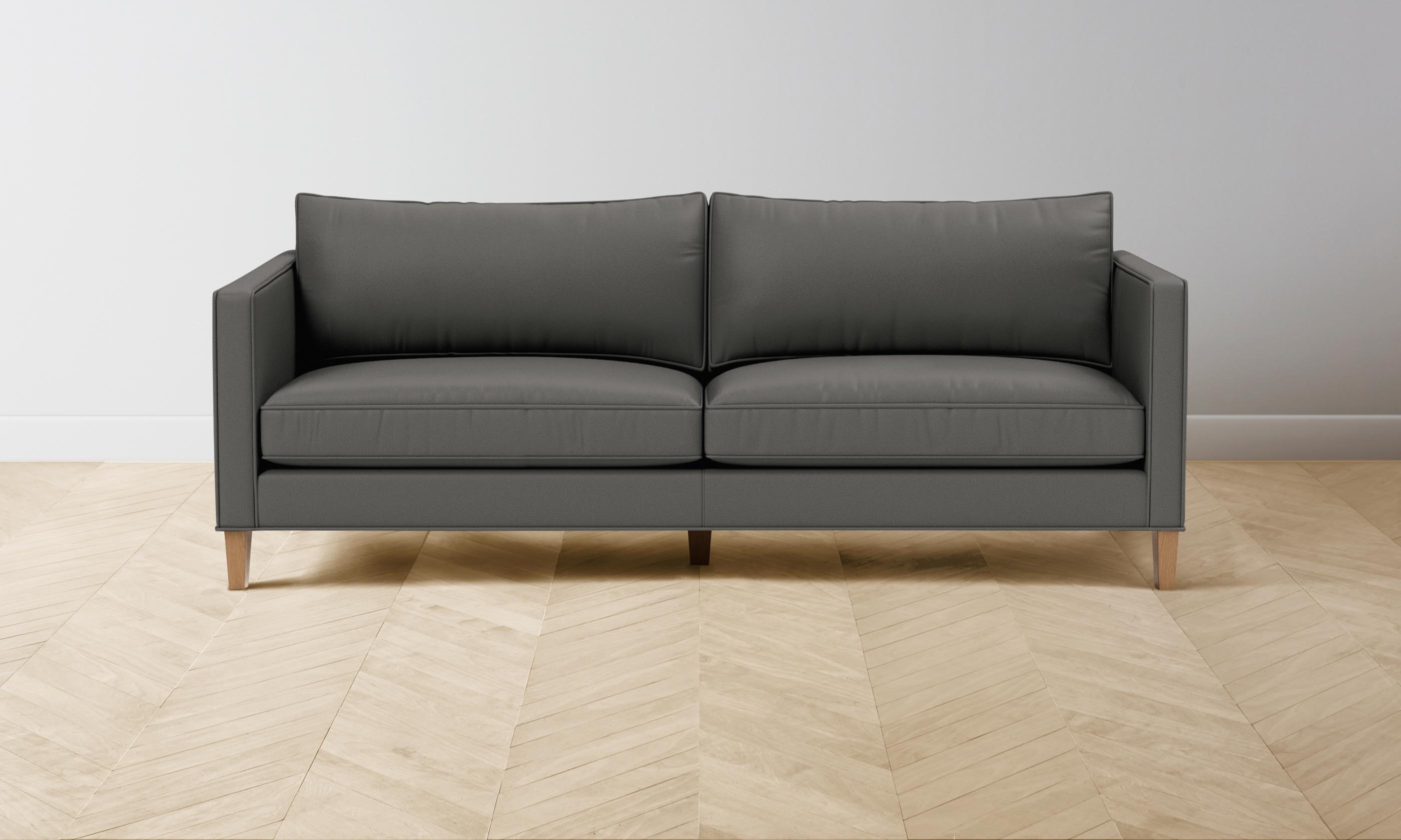 Premium Crosby Sofa - Genuine Pebbled Leather in Ash Gray | Modern Living Room Furniture for Comfort & Style