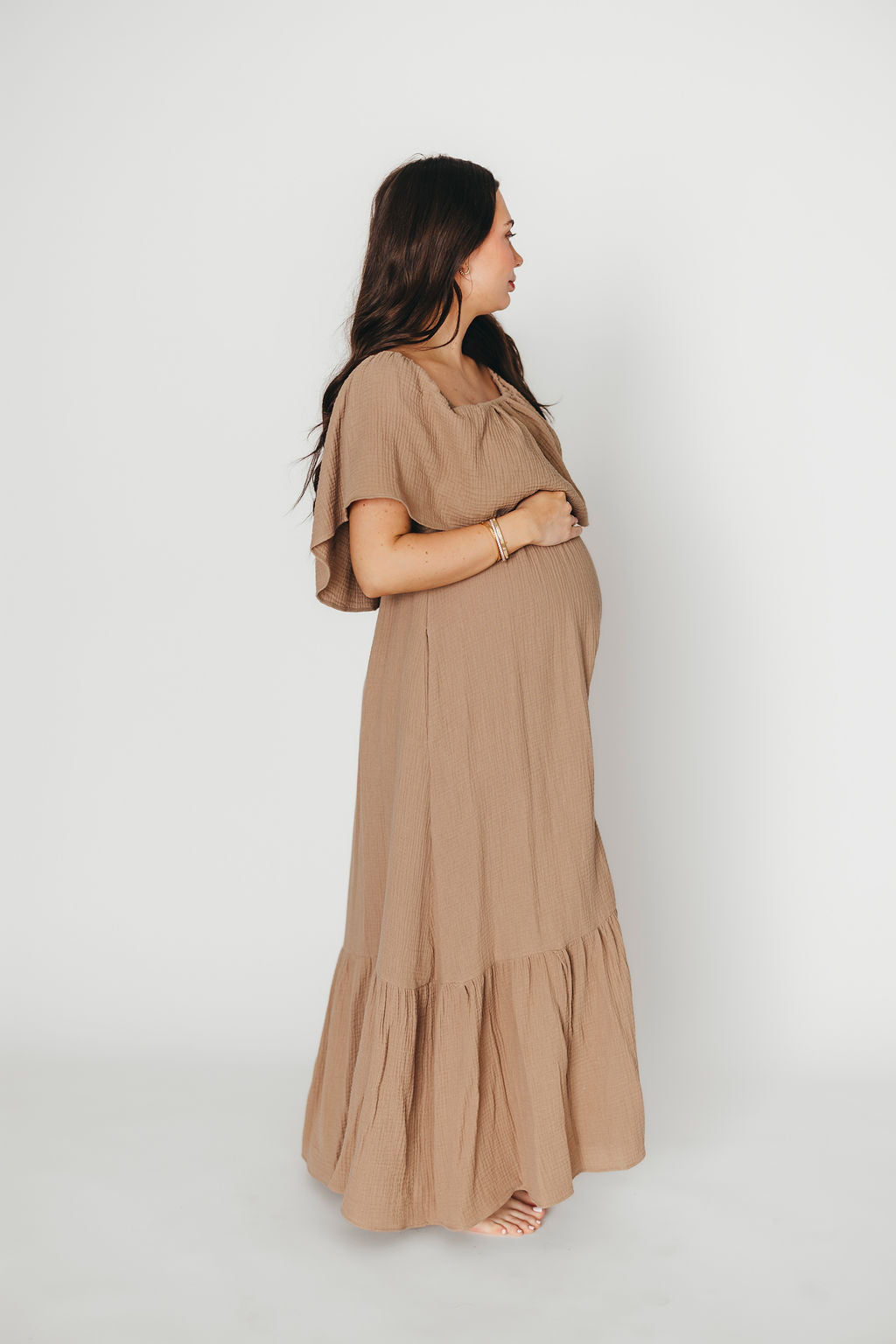 Josie 100% Cotton Maxi Dress in Dry Thyme - Bump & Nursing Friendly Maternity Dress for Pregnancy & Breastfeeding | Perfect for Casual Outings, Beach Vacations & Summer Wear