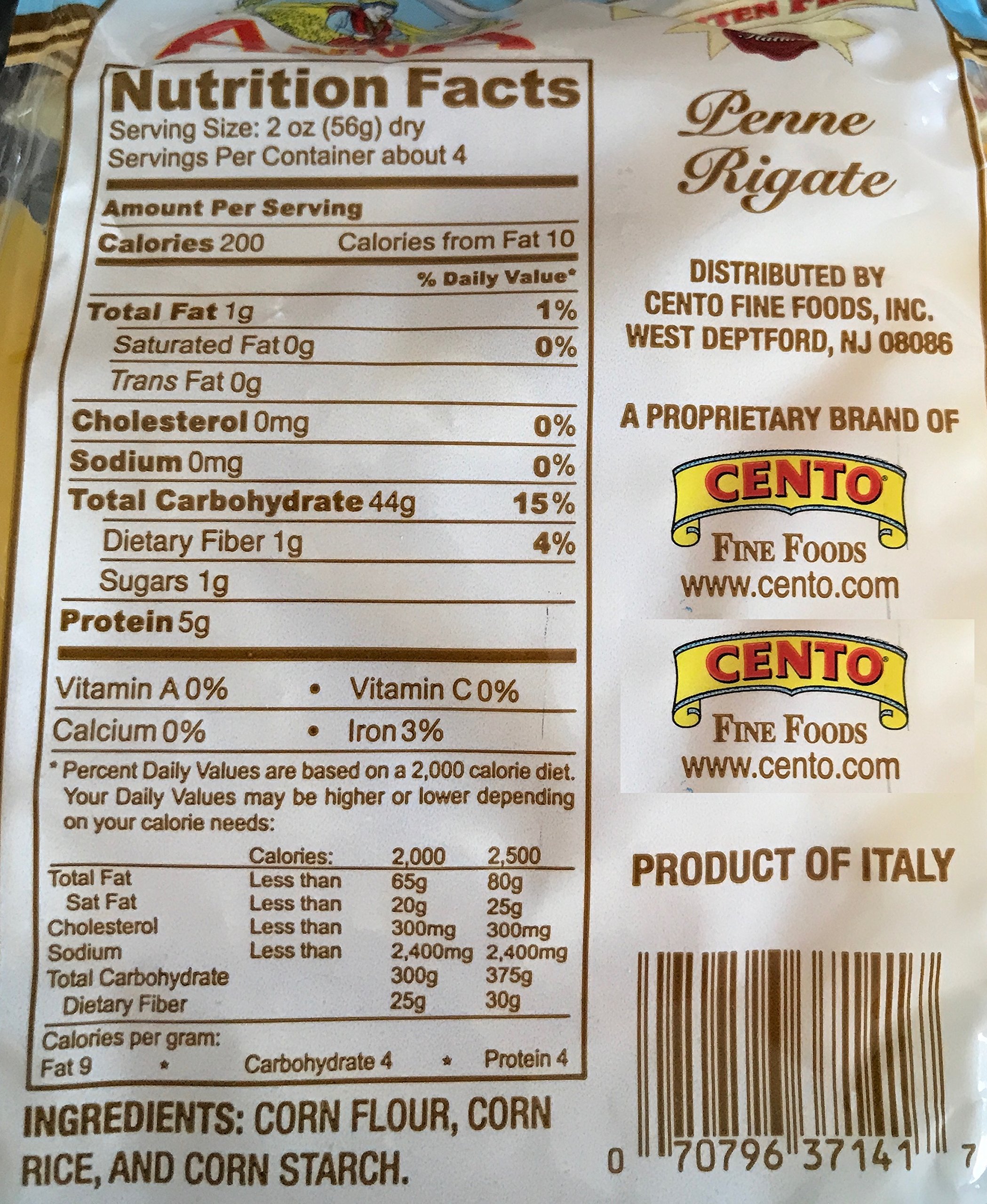 Anna Gluten Free Penne Rigate Pasta - 4 Pack | Organic Wheat-Free Italian Pasta for Healthy Meals, Vegan & Celiac-Friendly | Perfect for Pasta Salads, Casseroles & Family Dinners