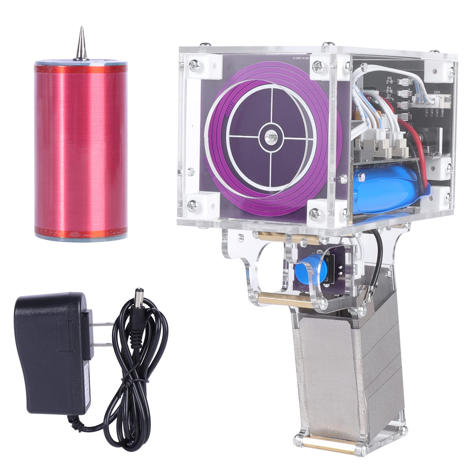 OKYUK Handheld Tesla Coil Gun - Portable Mini Arc Generator with Electronic Trigger & Charge Mode | DIY Artificial Lightning Maker for Science Experiments, STEM Projects & Educational Demonstrations (Model CNC061)