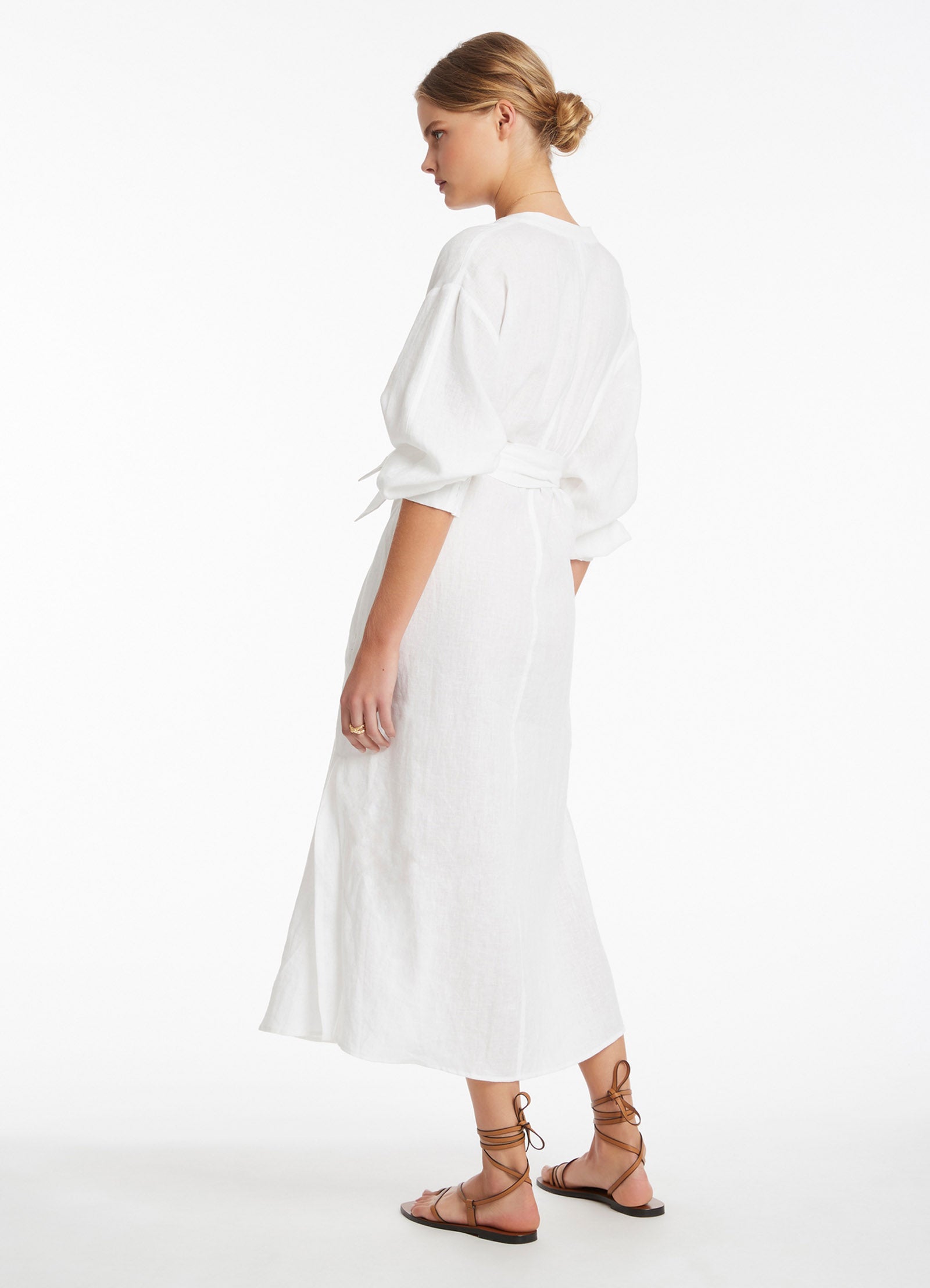 Jetset Shirred Cuff Shirt Dress in White | Women's Casual Summer Dress for Work, Travel & Date Night