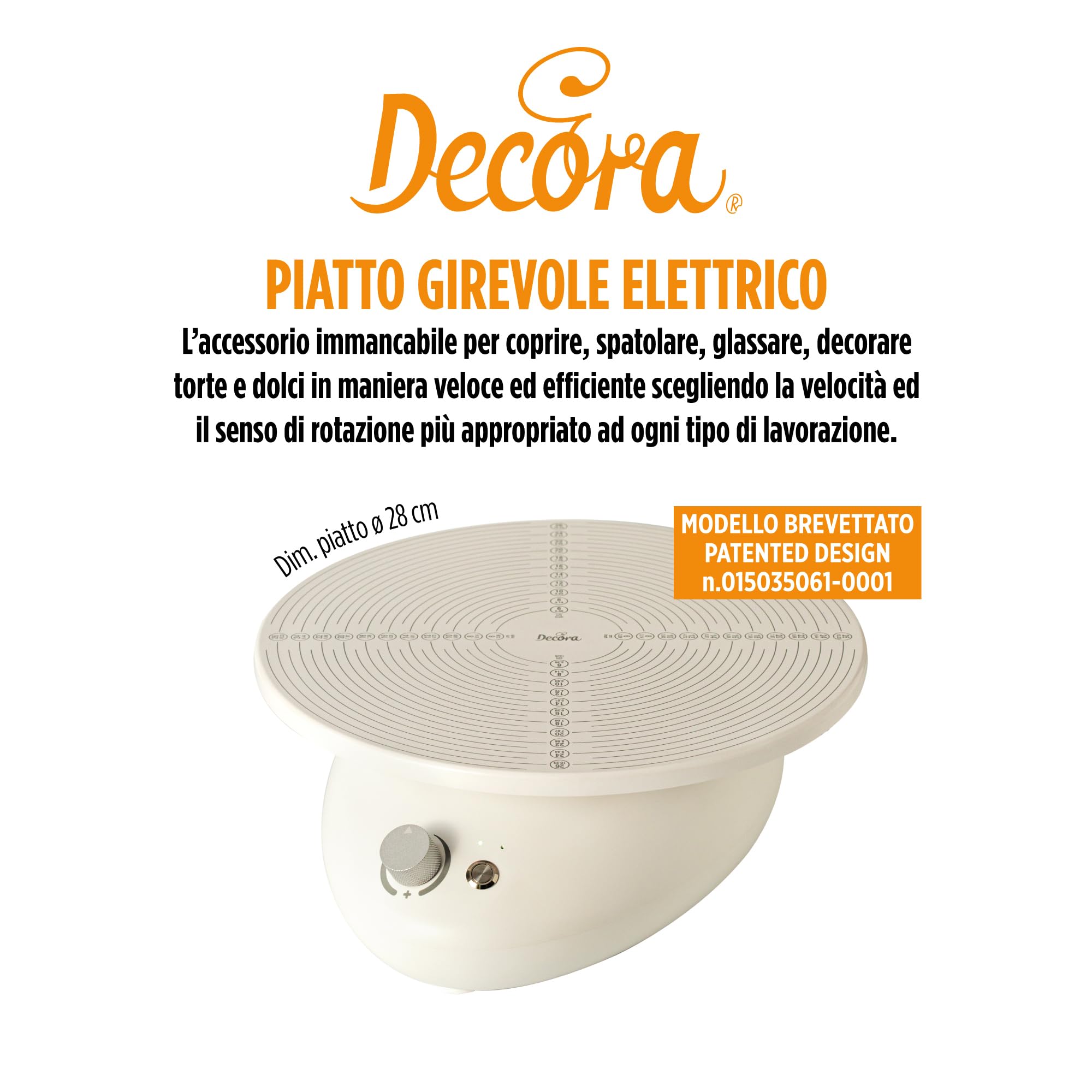 Electric Rotating Cake Stand with 28cm Plate, Standby Button to Pause Rotation Without Resetting Speed - Perfect for Baking, Decorating & Serving Desserts