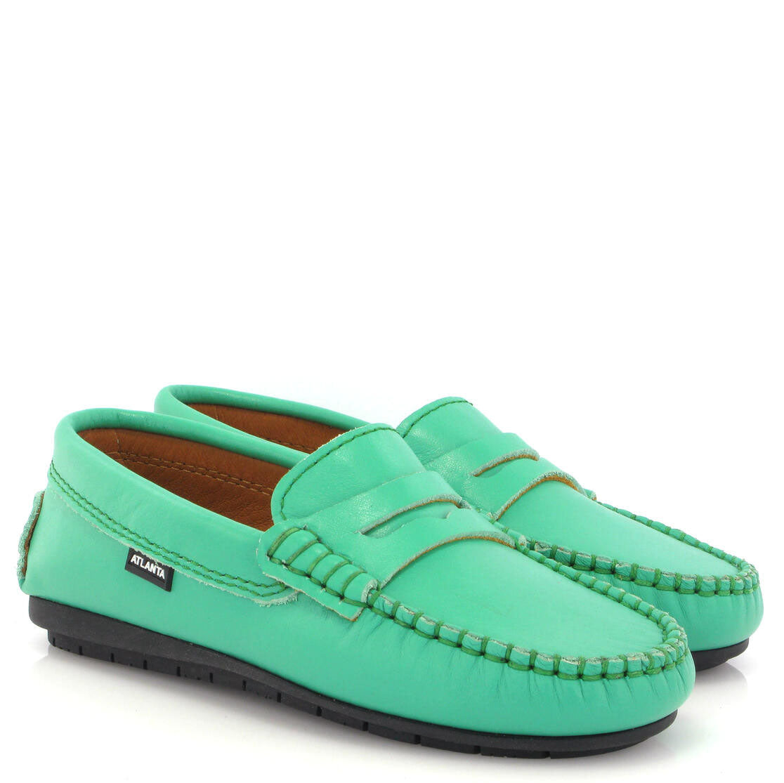 Atlanta Green Leather Penny Loafers for Men - Classic Moccasin Style Comfortable Slip-On Shoes | Perfect for Business Casual, Office & Formal Wear