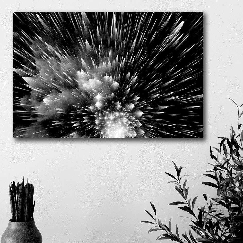Black and White Energy Wave Canvas Wall Art - 32x48 Inch Framed Painting for Home Decor, Bedroom & Living Room | Modern Abstract Print for Office & Dorm