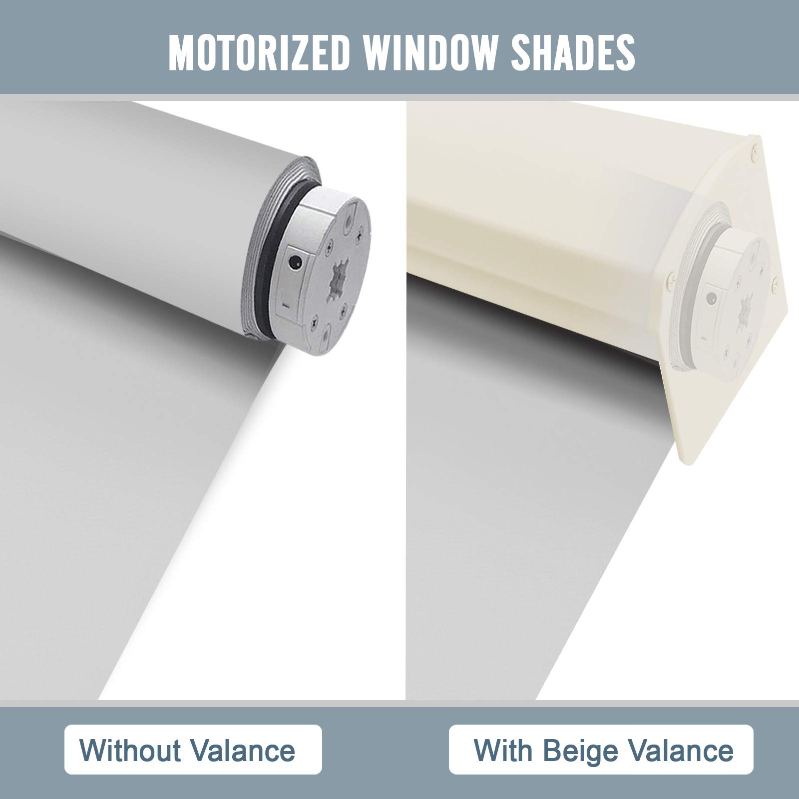 Motorized Cordless Blackout Window Shades - Beige Custom Window Blinds with Valance, UV Protection & Energy Saving for Home & Office - Perfect for Bedroom, Living Room and Nursery