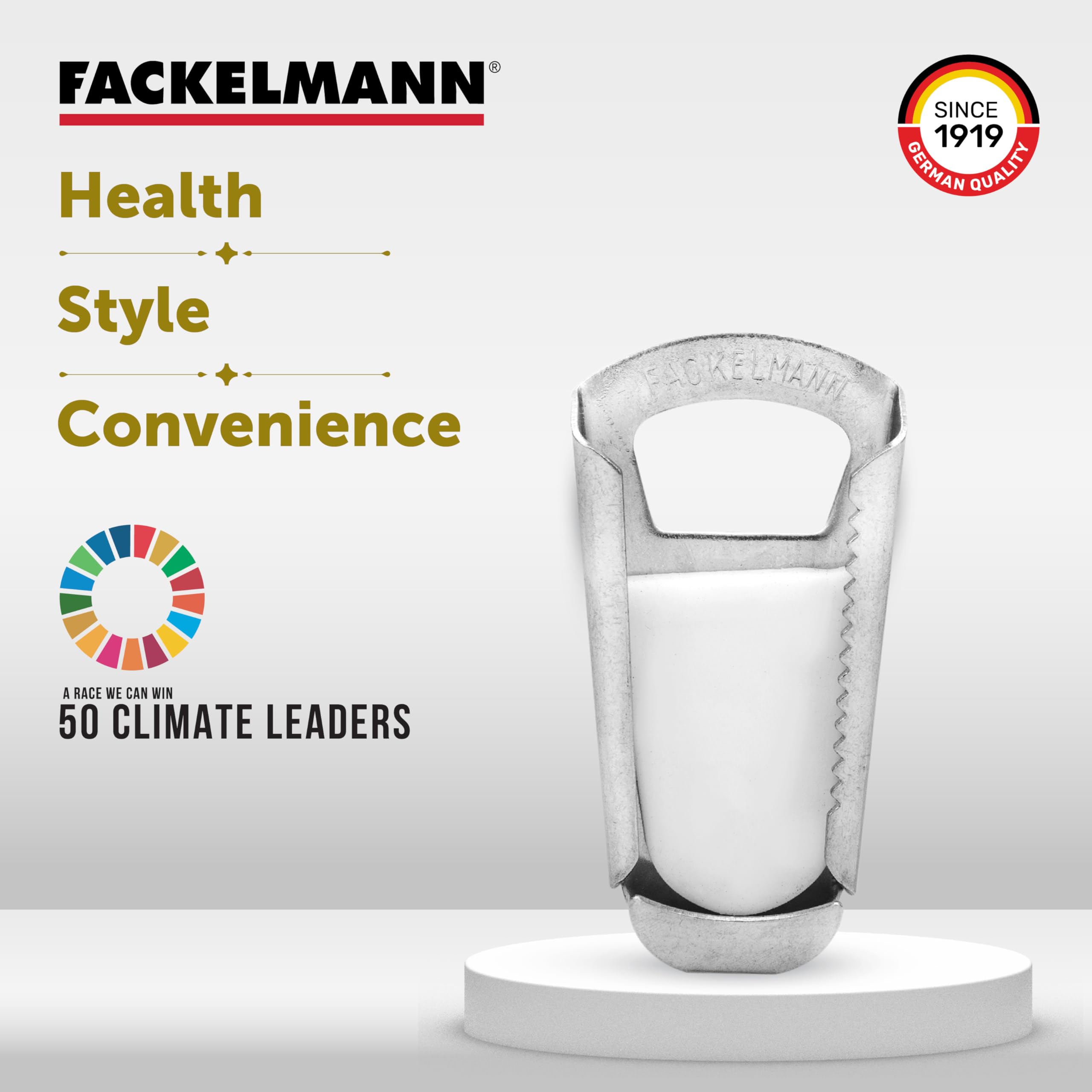 Fackelmann Stainless Steel Bottle Opener & Closer - Rust-Proof & Heavy Duty - Perfect for Opening & Sealing Glass Bottles - Ergonomic Grip - Great for Bars, Picnics, Camping & Home Use