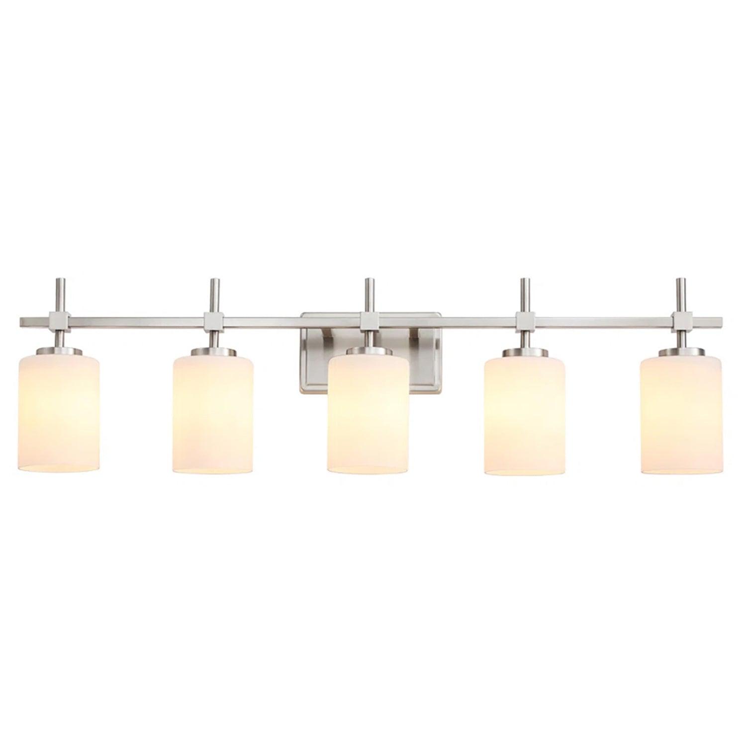 Jasper Modern Frosted Glass 5-Light Bathroom Vanity Light Fixture - Elegant Lighting for Bathroom, Powder Room & Dressing Area