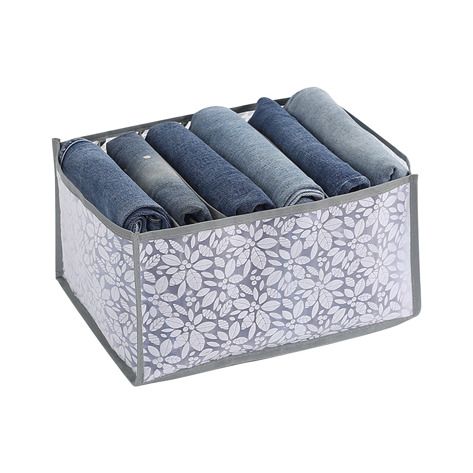 Washable Mesh Wardrobe Organizer with Compartments - Foldable Closet Drawer Storage for Jeans, Leggings & T-Shirts | Space-Saving Bedroom Organization Solution (Jeans-Grid, Gray) - Perfect for Small Closets, Dorm Rooms & Apartment Living