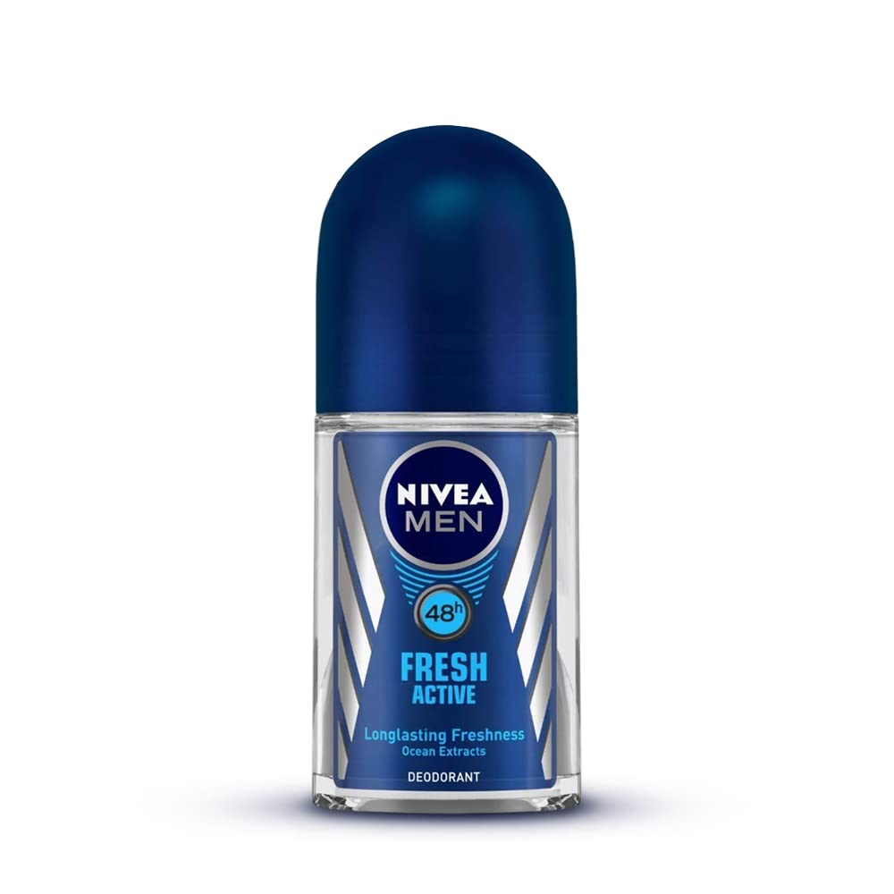 Nivea Fresh Active Roll On Deodorant for Men - 50ml Anti-Perspirant & Cool Kick Body Wash - 250ml Refreshing Icy Menthol Shower Gel for Body, Face & Hair | Gym, Workout & Daily Use