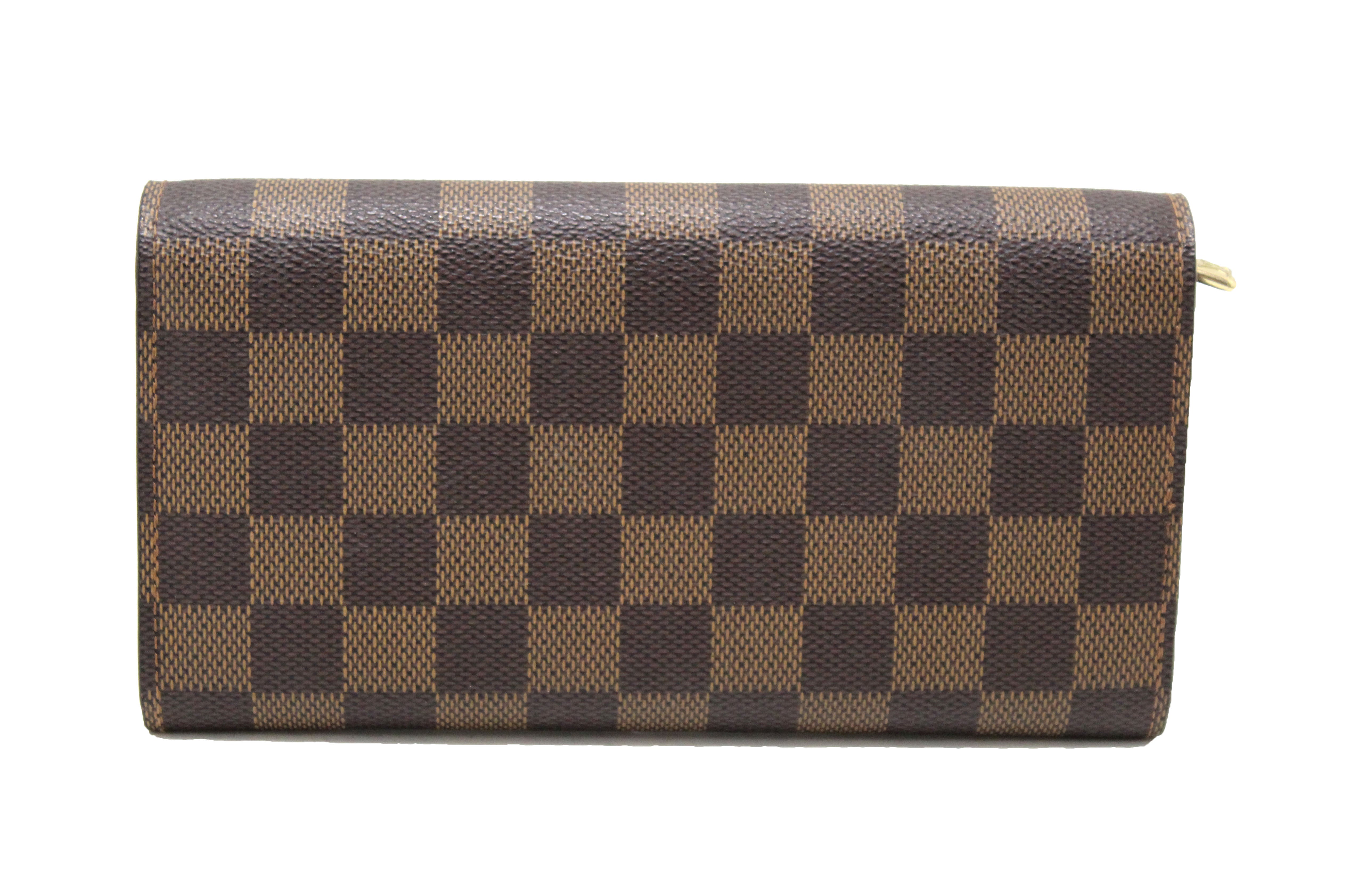 Authentic Louis Vuitton Damier Ebene Canvas Sarah Wallet - Luxury Women's Designer Wallet for Everyday Use & Special Occasions