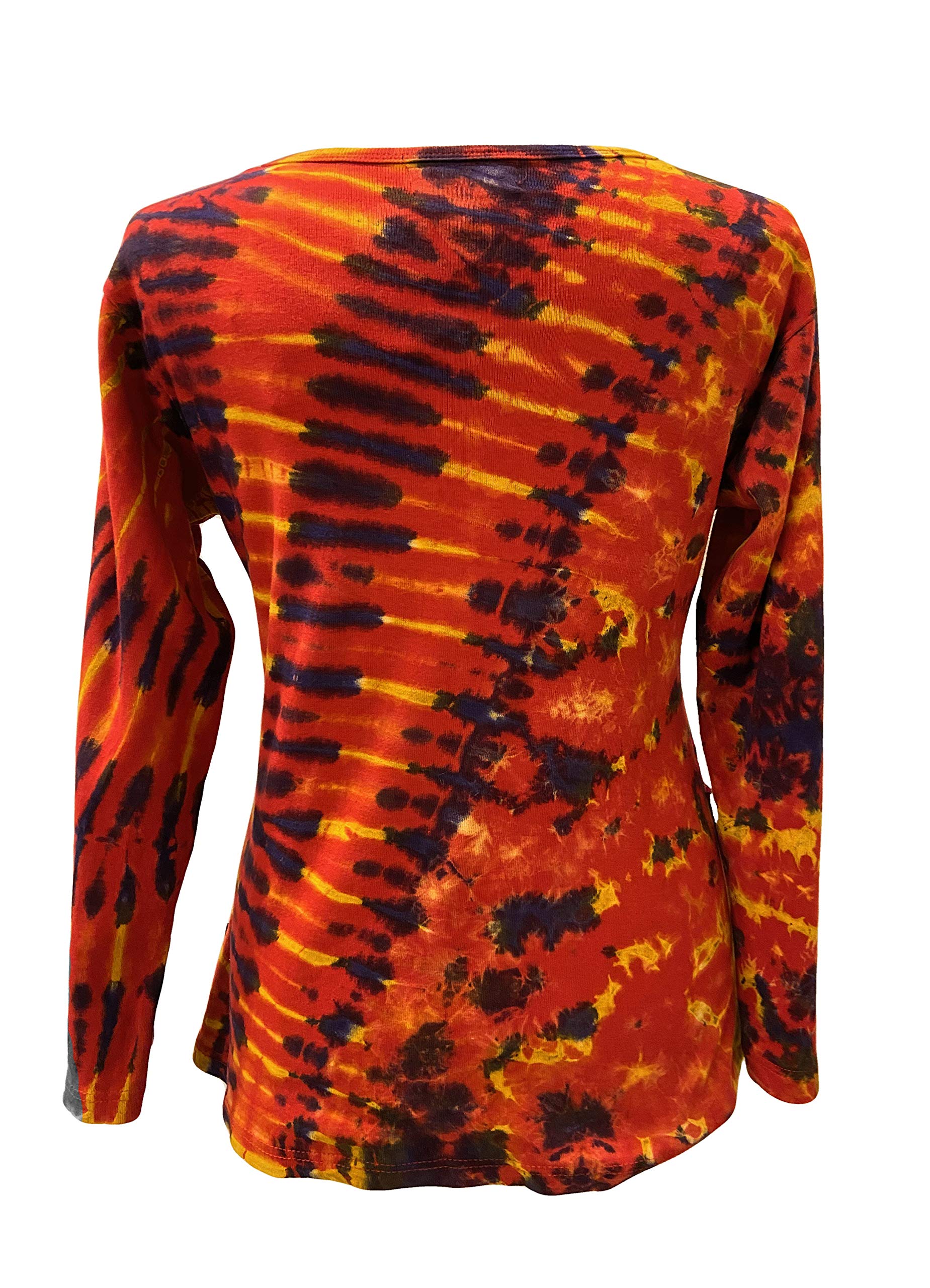 Agan Traders 2025 Spring Women's Bohemian Tie-Dye Knit Sweatshirt - Embroidered Long Sleeve Patchwork Razor Cut Blouse | Casual Wear, Festival Outfit, Street Style Fashion