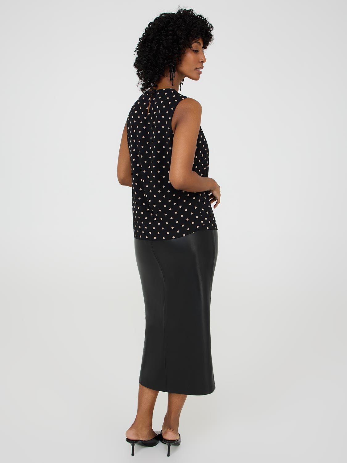 Dot Print Sleeveless Chiffon Blouse - Women's Flowy Summer Tops for Casual Wear & Beach Outfits