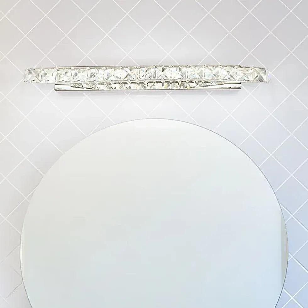 Silver Crystal Linear Bathroom Mirror Lights - Modern LED Vanity Mirror Lighting for Bathroom, Dressing Room & Makeup Area - Energy Efficient Waterproof Mirror Lights for Home Decor