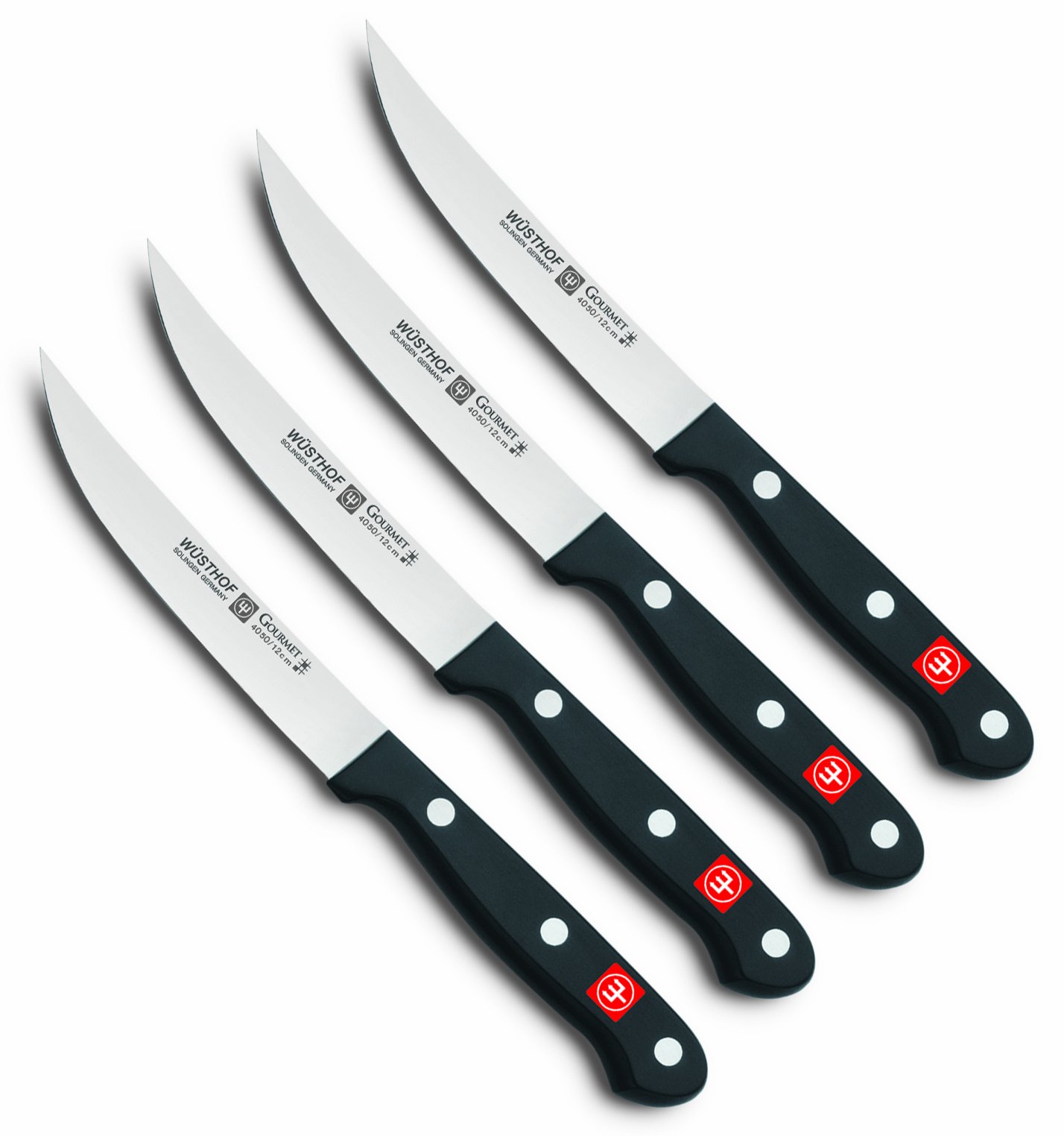 WÜSTHOF Gourmet 4-Piece Steak Knife Set - German High Carbon Stainless Steel Kitchen Knives with Laser Cut Precision | Perfect for Steak Dinners, BBQ Parties & Fine Dining | Model 8464