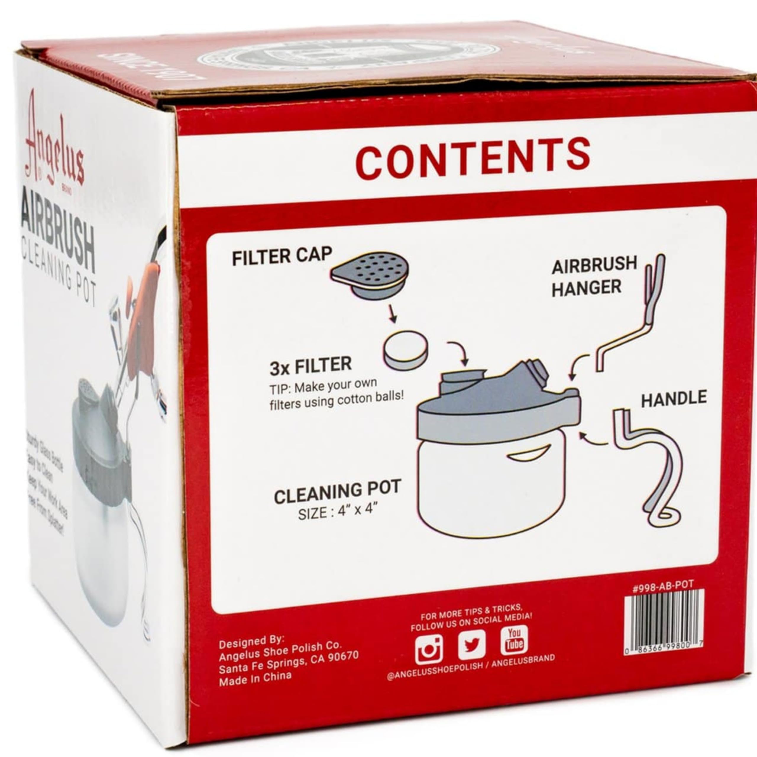 ANGELUS Airbrush Cleaning Pot with Holder - Perfect for Art & DIY Projects