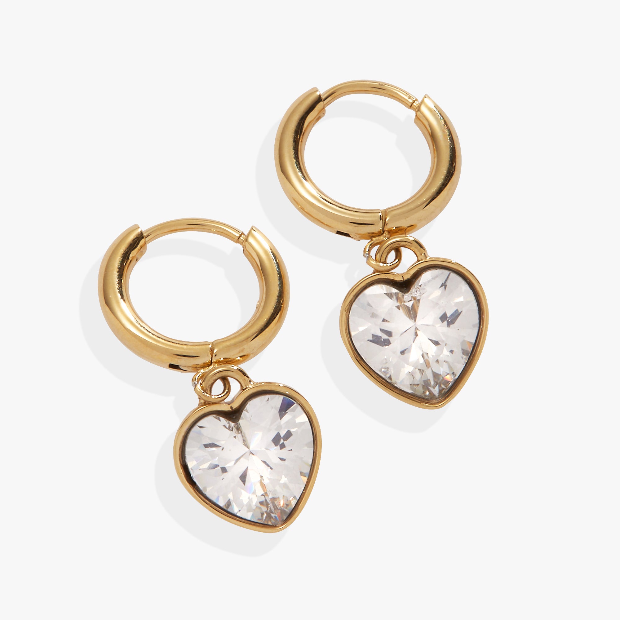 Crystal Heart Huggie Hoop Earrings for Women - Dainty Gold Plated Huggie Earrings for Everyday Wear - Perfect Gift for Valentine's Day, Anniversary & Special Occasions