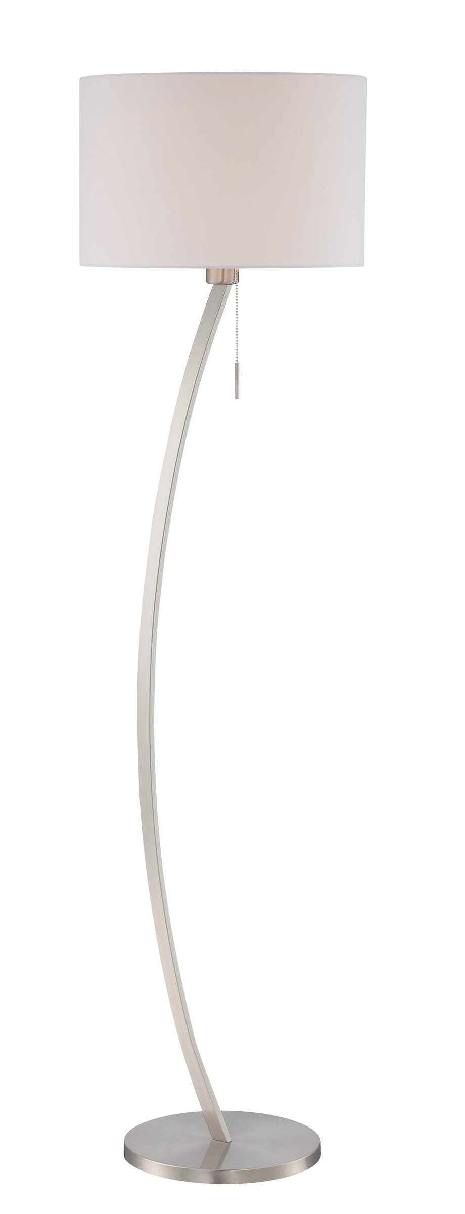 Lite Source Lilith Modern Floor Lamp - Satin Chrome & White Finish for Living Room, Bedroom, or Office Decor