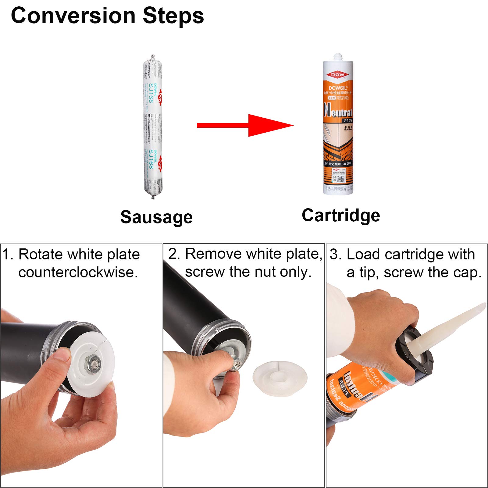 20 oz (600ml) Sausage Caulking Gun - Heavy Duty Manual Sealant Dispenser with 18:1 Thrust Ratio for Construction & DIY Projects - Perfect for Foil Pack Adhesives, Caulk Tubes & Sausage Sealants - Ideal for Home Repairs, Window Sealing & Plumbing Applications