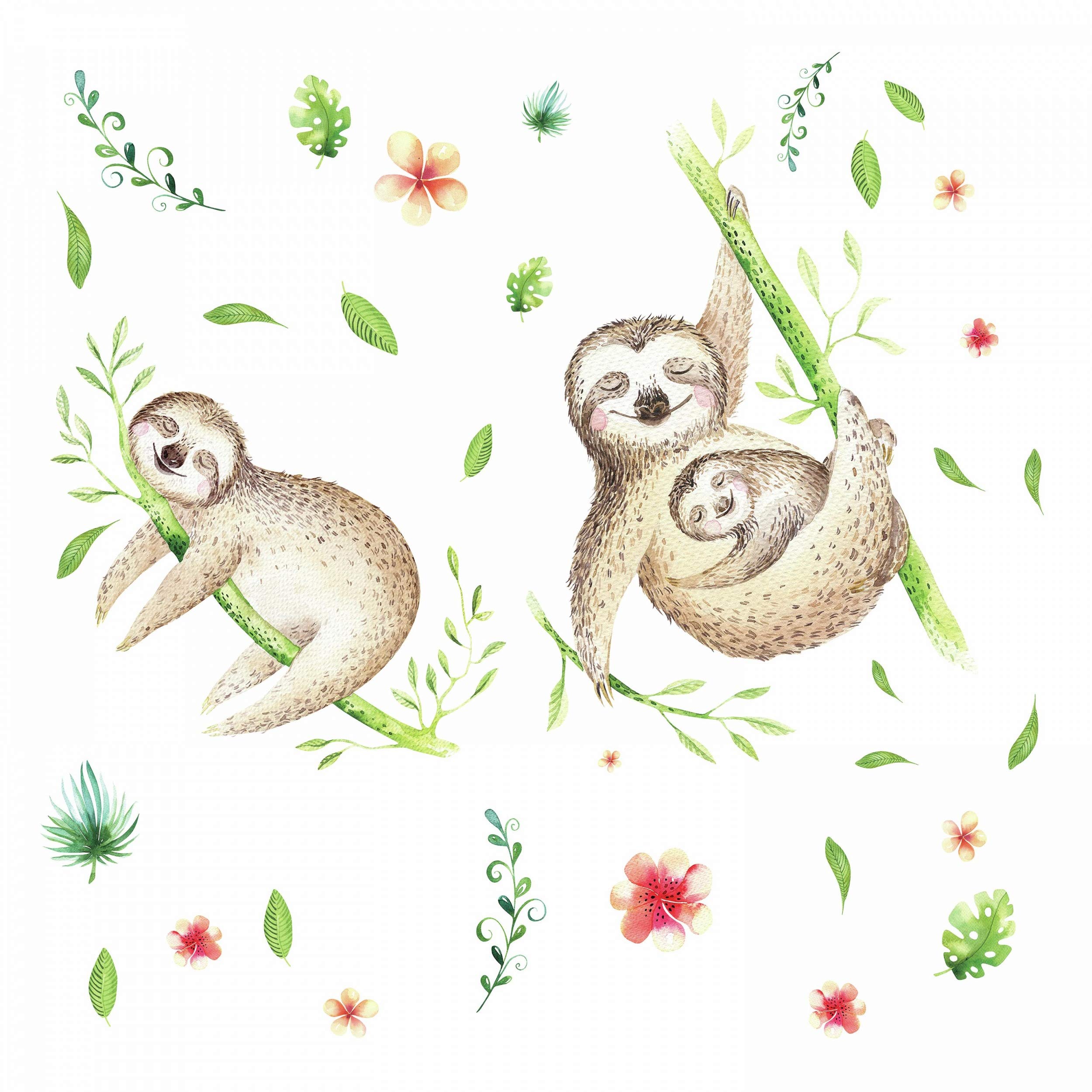 RoomMates RMK3841GM Lazy Sloth Giant Peel and Stick Wall Decals - Removable Wall Stickers for Kids Bedroom, Nursery, Playroom & Dorm Decor - Easy to Apply & Remove