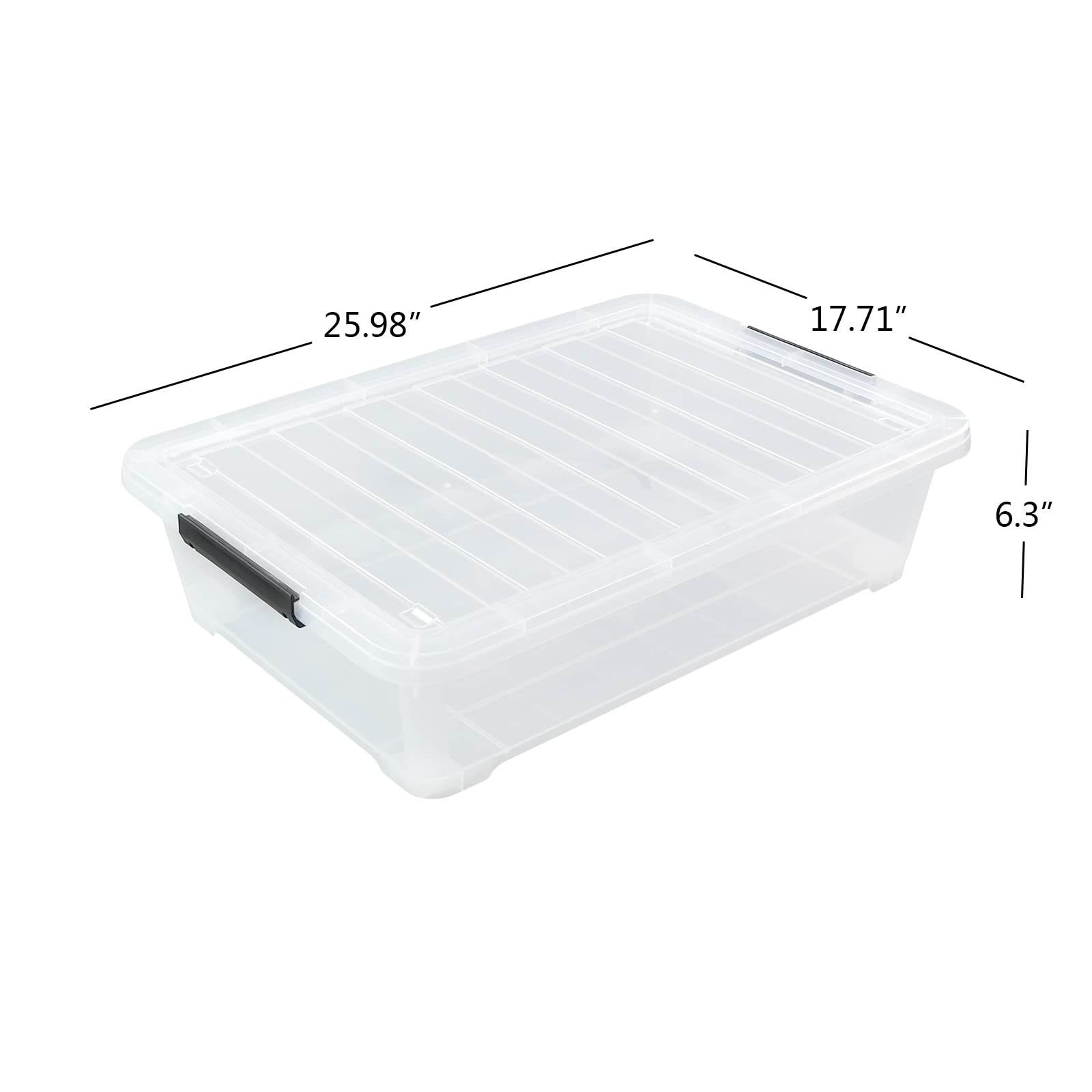 40 Quart Clear Plastic Underbed Storage Box with Wheels - Set of 3 Large Shallow Organizers for Clothes, Shoes, Toys & Seasonal Items - Space Saving Bedroom & Closet Storage Solution