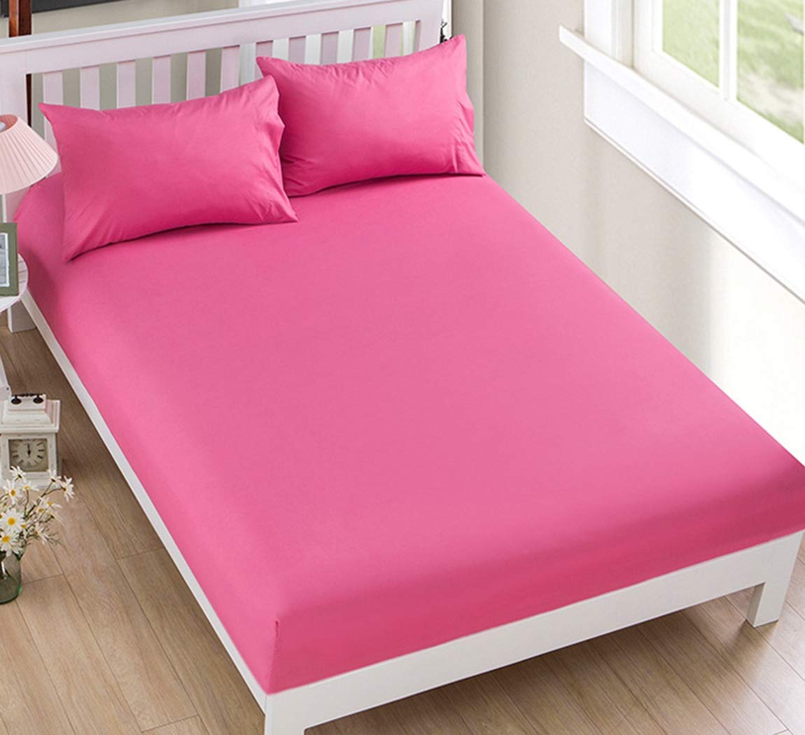 HMQCI Fitted Sheet – 4-Way Stretch Micro-Knit, Snug Fit, Wrinkle-Free – Fits Standard & Air Bed Mattresses 8” to 10” – Full Size, Red – Perfect for Home, Guest Room & Travel Use