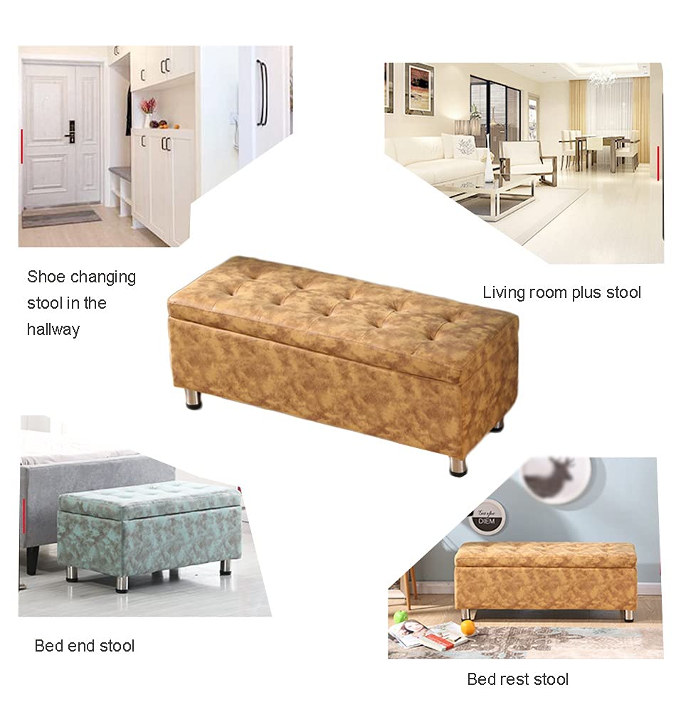 Upholstered Storage Ottoman Bench with Padded Seat - Multi-Functional Entryway Stool, Footrest & Coffee Table for Living Room - Easy Assembly Home Storage Solution | Perfect for Small Spaces, Bedroom Organization & Entryway Decor