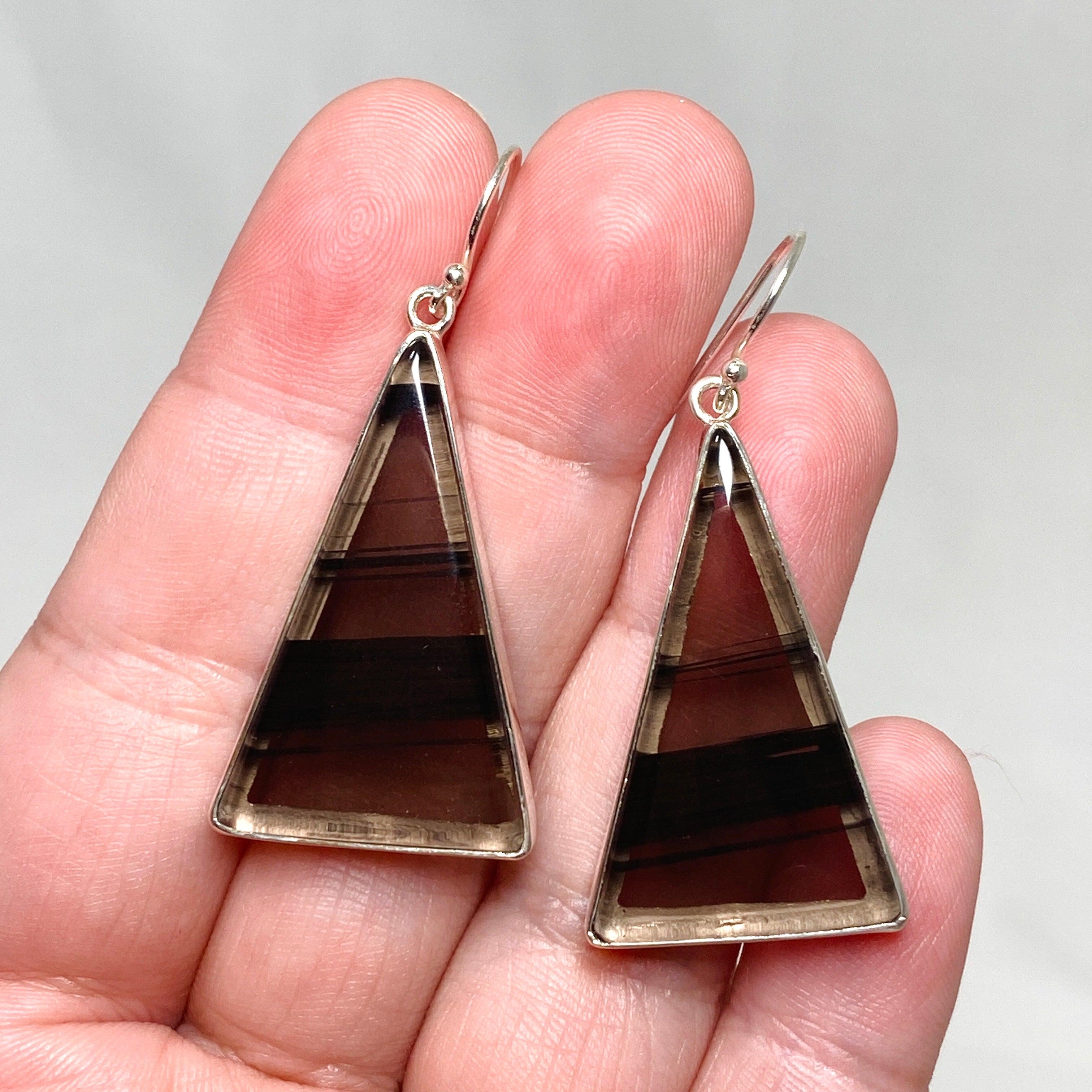 Midnight Obsidian Triangular Earrings for Women - Elegant Gothic Jewelry Set - Perfect for Parties, Weddings & Evening Events - KEGJ1499
