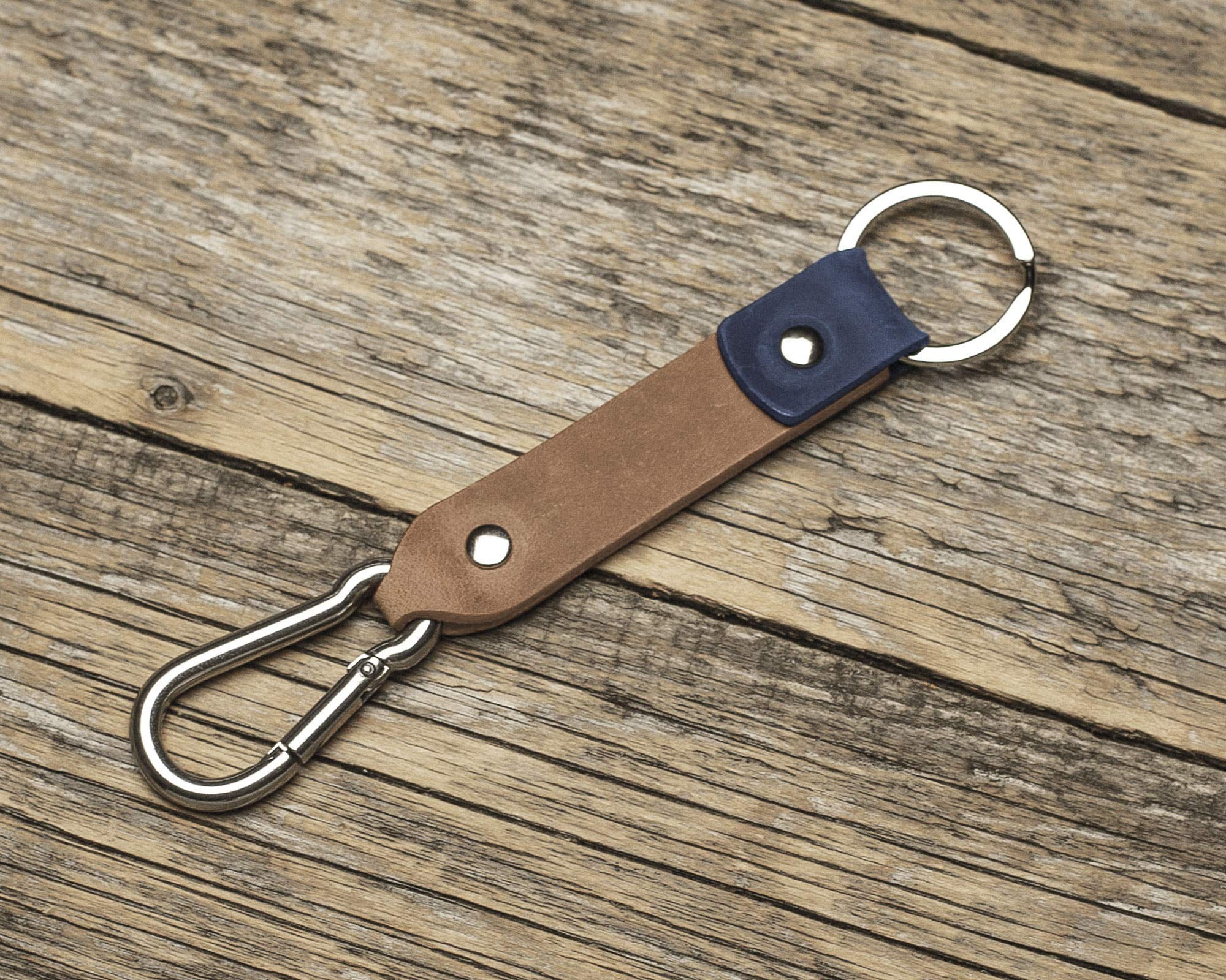 Personalized Leather Keychain - Custom Engraved Text, Initials Ring & Monogram Keyring for Men - Boyfriend Gift, Groomsmen Present with Latitude Longitude GPS Coordinates - Durable Stainless Steel Carabiner Hook for Keys, Backpacks & Travel Accessories
