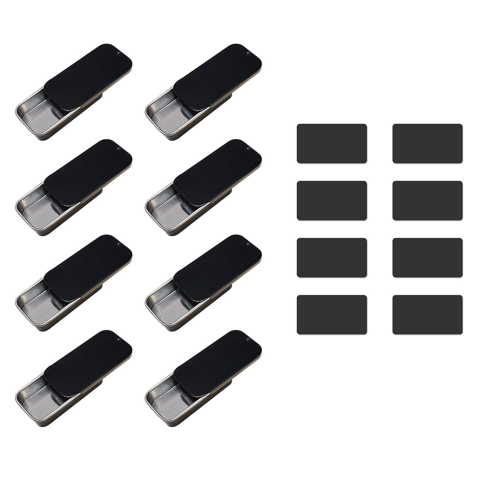Slide Top Tin Containers - 8-Pack Small Metal Cosmetic Boxes for Lip Balm & Solid Perfume (0.25oz, Matt Black) - Perfect for DIY Beauty Products