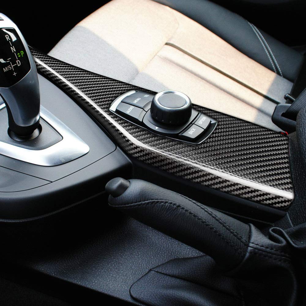 Premium Carbon Fiber Center Console Cover for BMW 1 & 2 Series (F20/F21/F22) - Interior Trim Sticker with Multimedia Button Protection | Durable Upgrade for Car Accessories | Perfect for Daily Driving & Car Enthusiasts