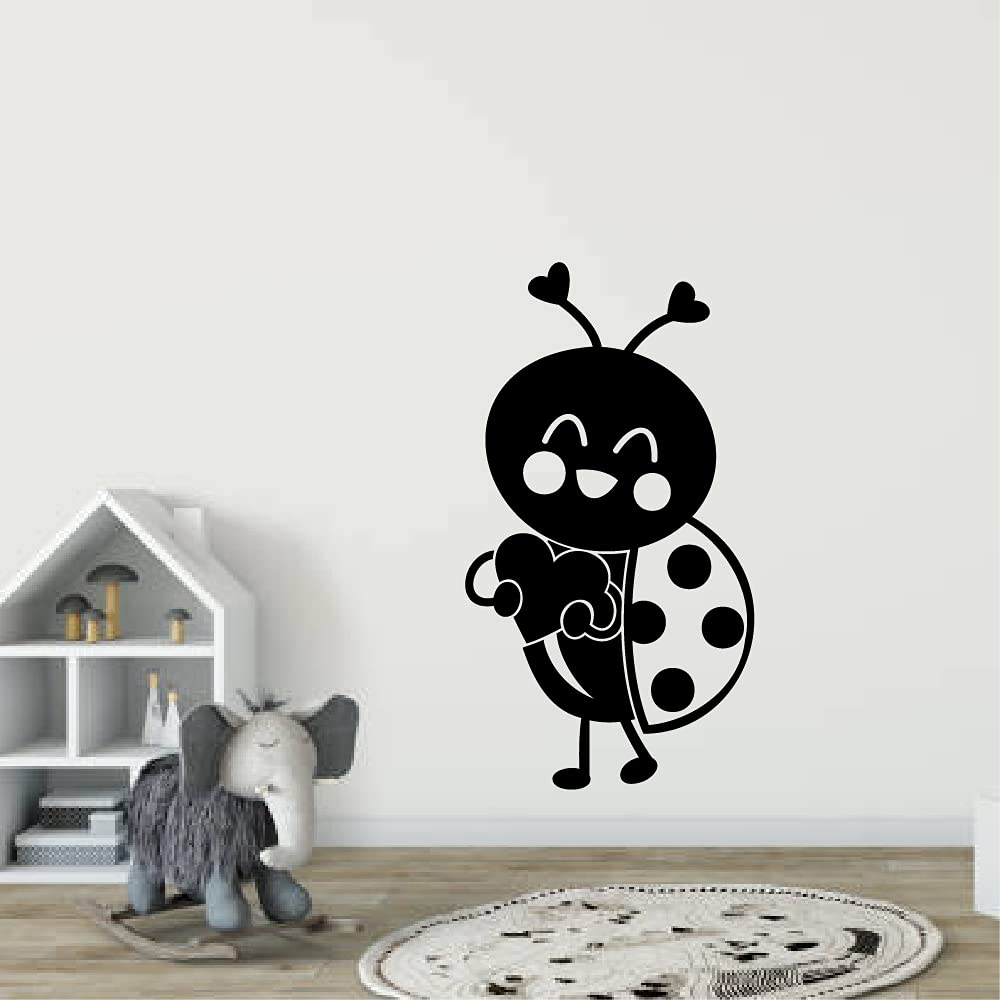 Ladybug Heart Love Vinyl Wall Sticker - Cute Animal Insect Decal for Kids Room, Nursery, Bedroom & Playroom Decor (30x20 inch) - Perfect for Birthday Parties, Baby Showers & Home Decoration