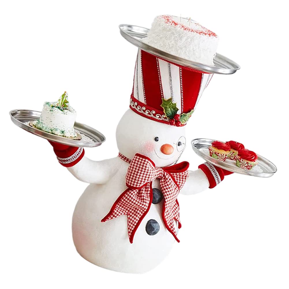 Christmas Snowman Treats Holder - Santa Butler with Tray, Resin Snowman Figure Snack Plate for Holiday Parties, Xmas Decorations (Size) - Perfect for Christmas Table Centerpiece, Gift Exchange & Festive Home Decor