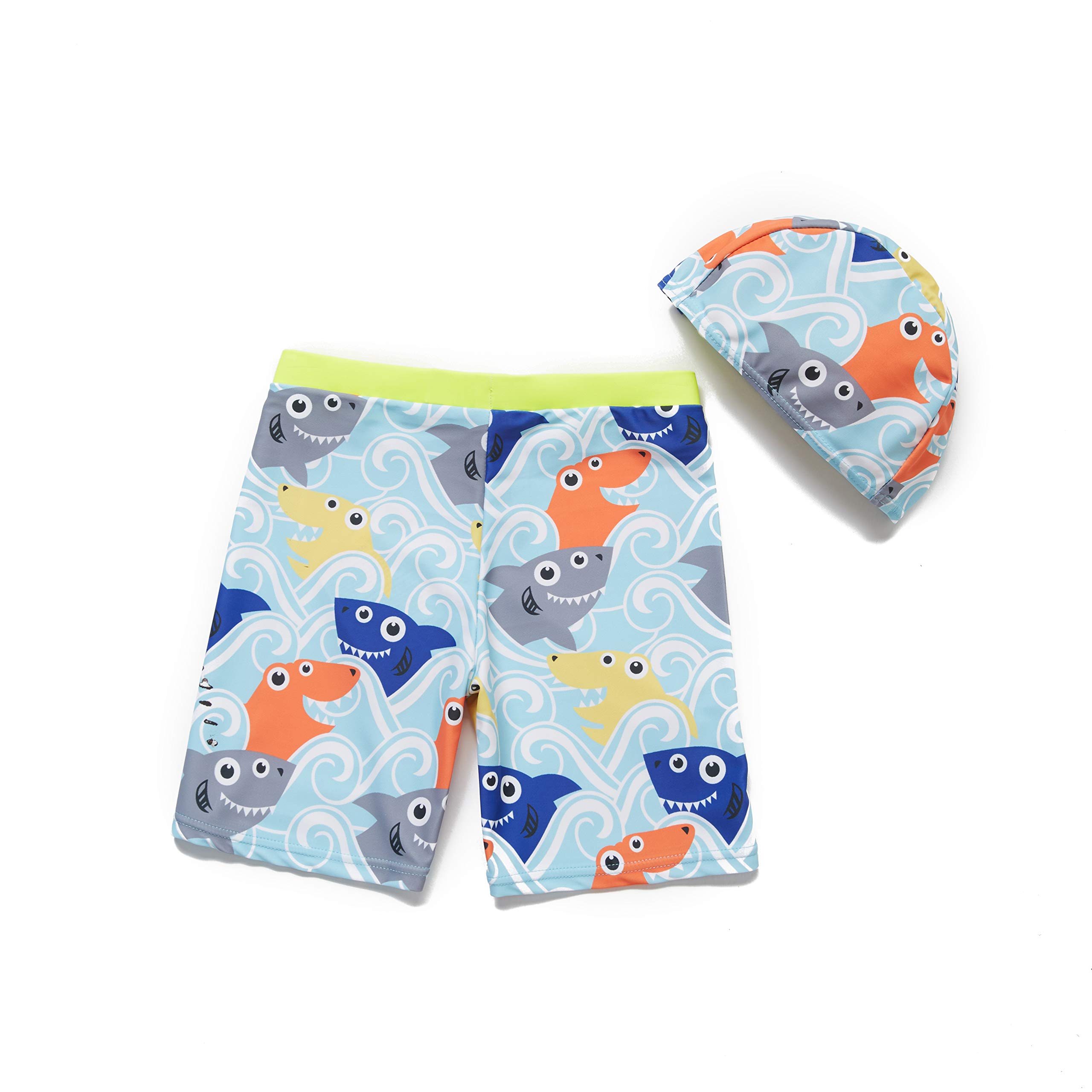 Baby & Toddler UPF 50+ Sun Protection Swim Trunks with Matching Sun Hat - Quick Dry Boys Girls Boardshorts for Beach, Pool & Summer Water Play