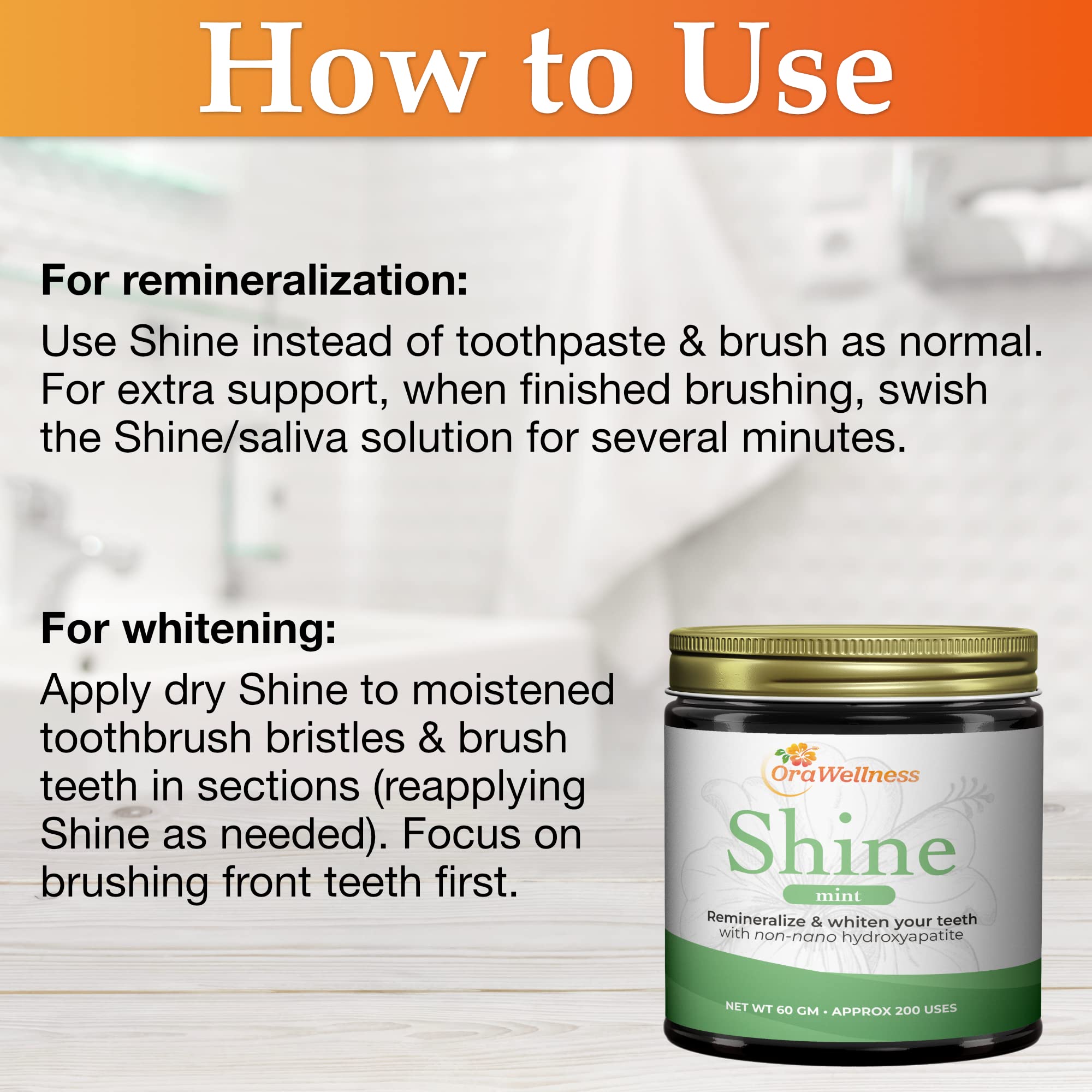 OraWellness Shine Remineralizing Natural Teeth Whitening Powder - Mint Flavor, Nut-Free, Organic Toothpaste & Mouthwash Alternative (Pack of 3) | Safe for Sensitive Teeth, Promotes Oral Health, Ideal for Travel & Daily Use