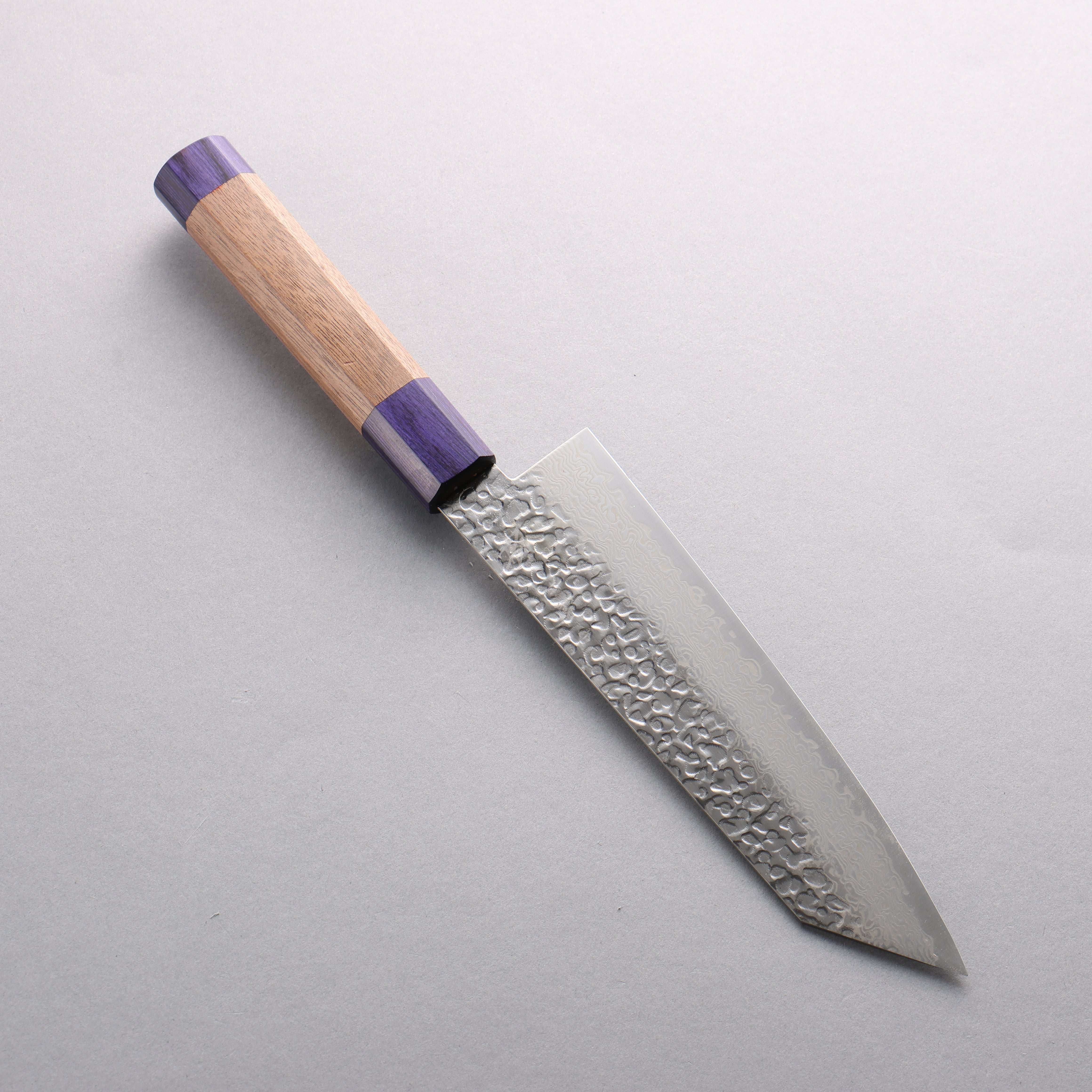 Premium Seisuke Silver Steel No.3 Hammered Damascus Bunka Knife 180mm - Walnut Handle with Double Blue Pakka Wood - Japanese Kitchen Knife for Slicing, Dicing & Precision Cooking