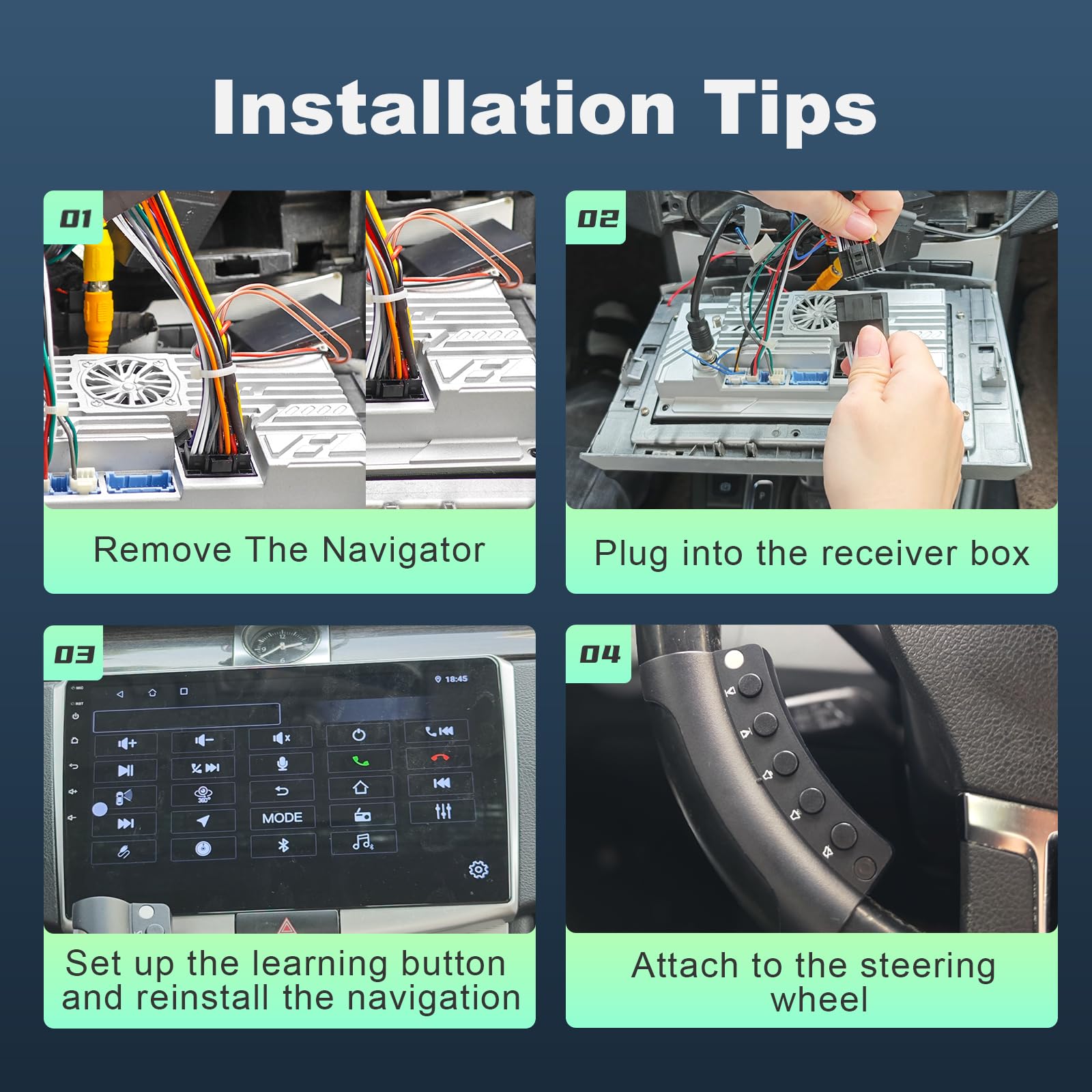 Wireless Steering Wheel Remote for Android Car Stereo - Bluetooth Control for Driving