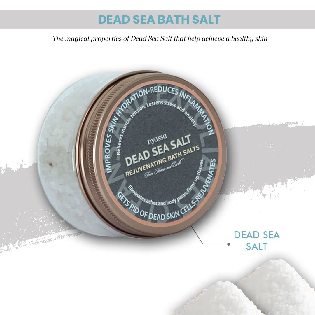 Nyassa Dead Sea Bath Salt 220g - Natural Epsom & Sea Salt Blend for Muscle Relaxation & Spa Therapy | Vegan, Paraben-Free Body Care for Men & Women | Made in India | Perfect for Stress Relief, Bath Soaks & Home Spa Treatments