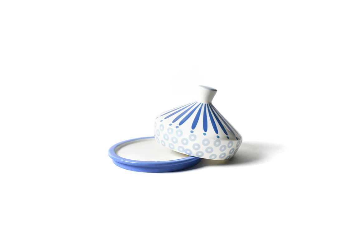 Iris Blue Burst Round Butter Dish with Lid - Airtight Food Storage Container for Kitchen, Dining, and Picnic Use