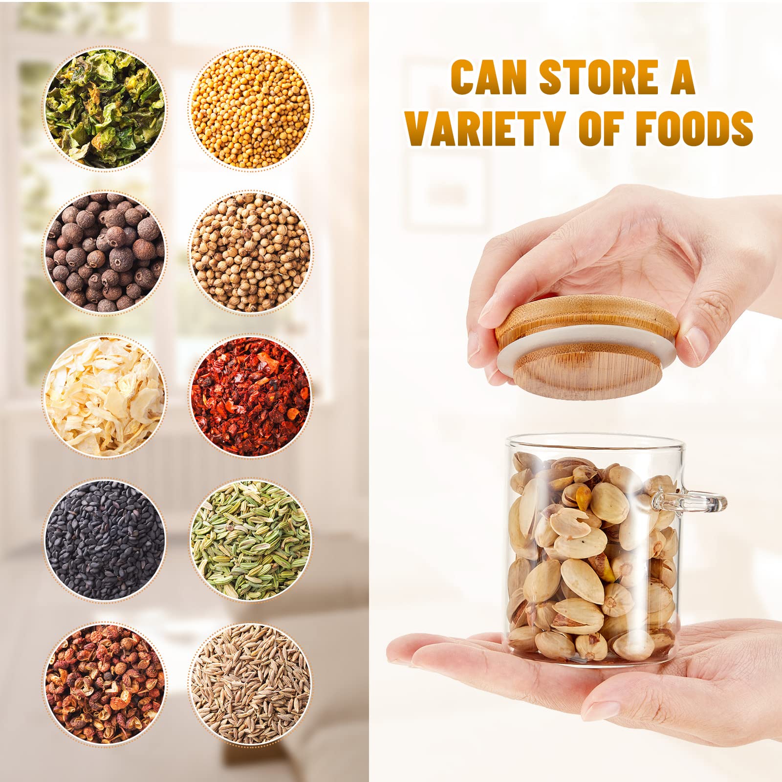 12-Piece Airtight Glass Spice Jars Set with Bamboo Lids & Wooden Spoons - 6 oz Clear Kitchen Canisters for Spices, Sugar, Tea, Nuts - Perfect for Pantry Organization & Food Storage (Ideal for Home Cooks & Baking Enthusiasts)
