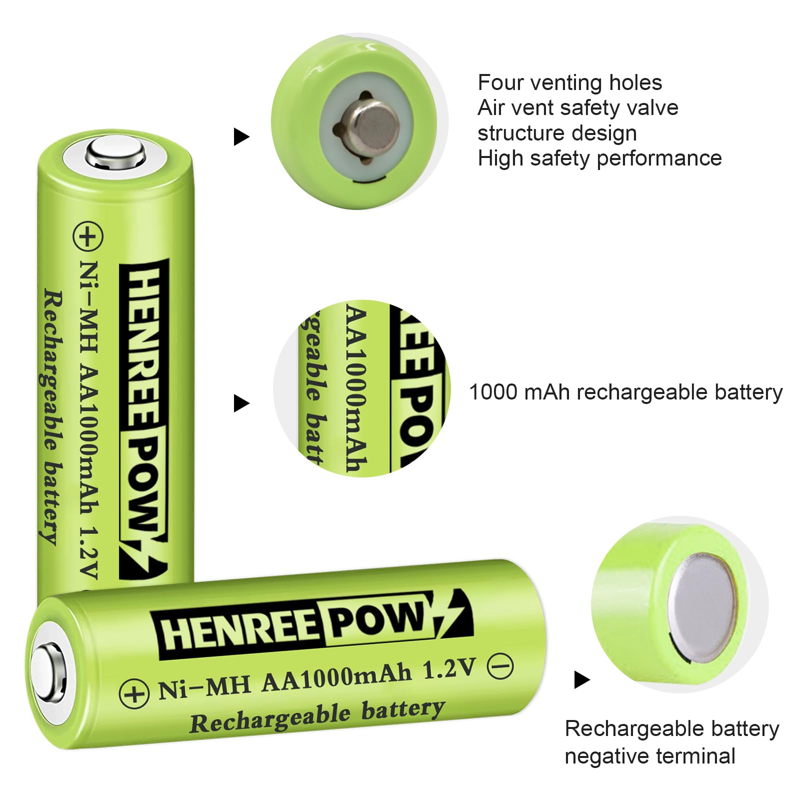 Rechargeable AA Batteries 12-Pack - 1000mAh Ni-MH Double A Solar Batteries 1.2V Pre-Charged for Outdoor Solar Lights, String Lights, Pathway Lights - Perfect for Garden, Patio, and Landscape Lighting