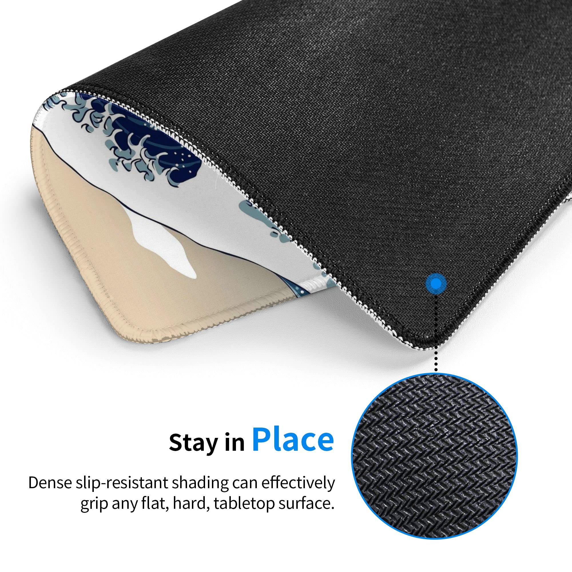 Premium Non-Slip Rubber Base Mouse Pad with Sea Wave Design - 9.5