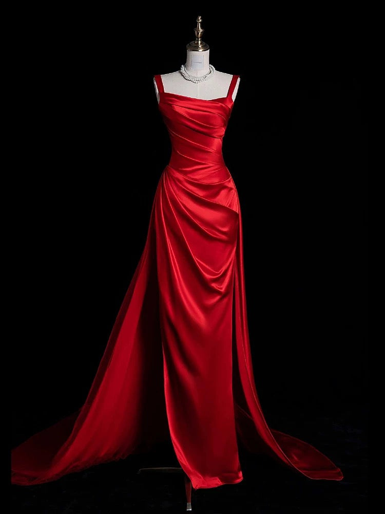 Elegant Red Long Prom Dress with Train - Formal Evening Gown J5534 for Homecoming, Wedding, and Special Occasions