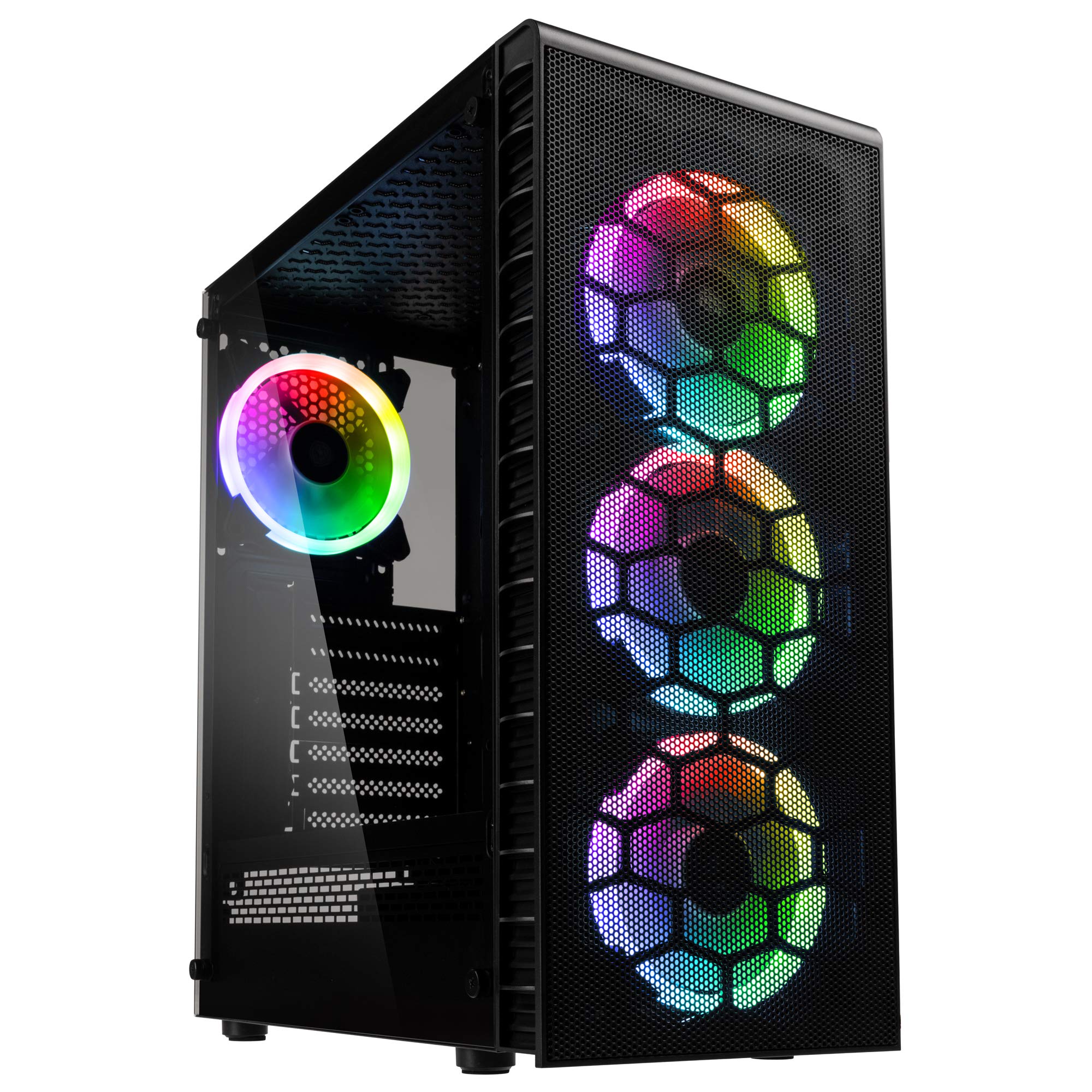 KOLINK Observatory Lite Mesh Midi Tower PC Case - ATX Mid Tower Gaming Case with RGB Lighting, Tempered Glass Side Panel & 4 Pre-Installed Fans | Perfect for Gaming Rigs, Workstations & Custom PC Builds