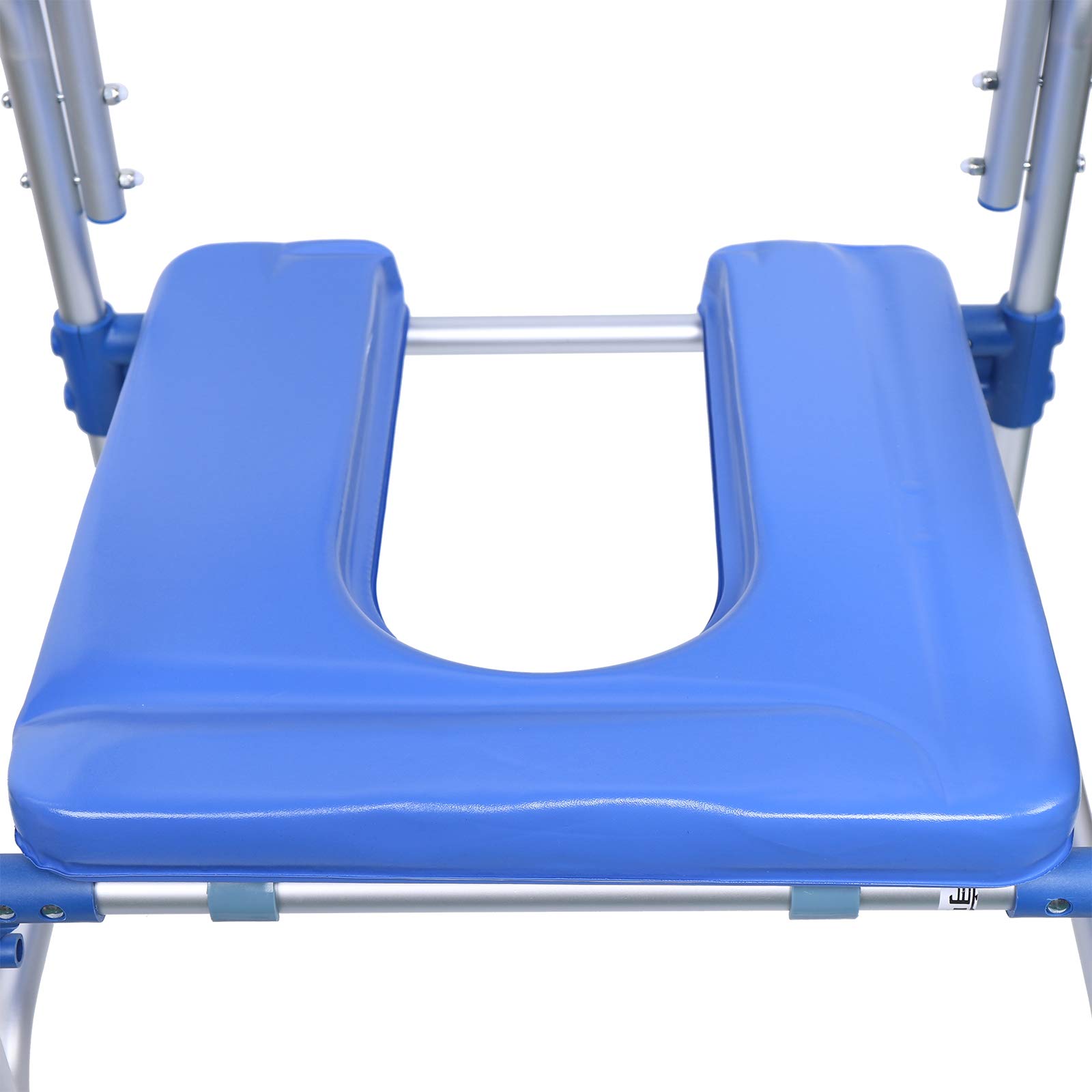 Portable Aluminum Shower Commode Chair with Wheels - Slip-Resistant Toilet Seat for Elderly & Handicapped - Adjustable Height Medical Commode for Home & Hospital Use - Ideal for Bathroom Safety & Mobility Assistance