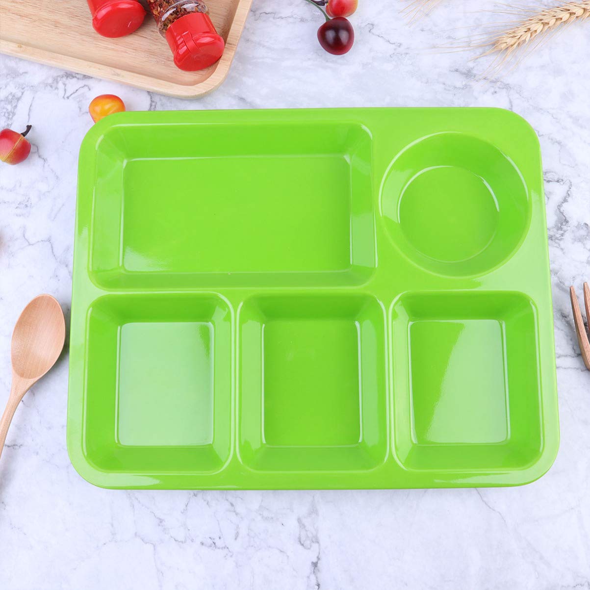 DOITOOL Divided Dinner Plate - Plastic Portion Control Plate with Separators for Healthy Eating, Diet & Meal Prep - Microwave Safe Rectangular Dish for Kitchen, Office & Dorm Use
