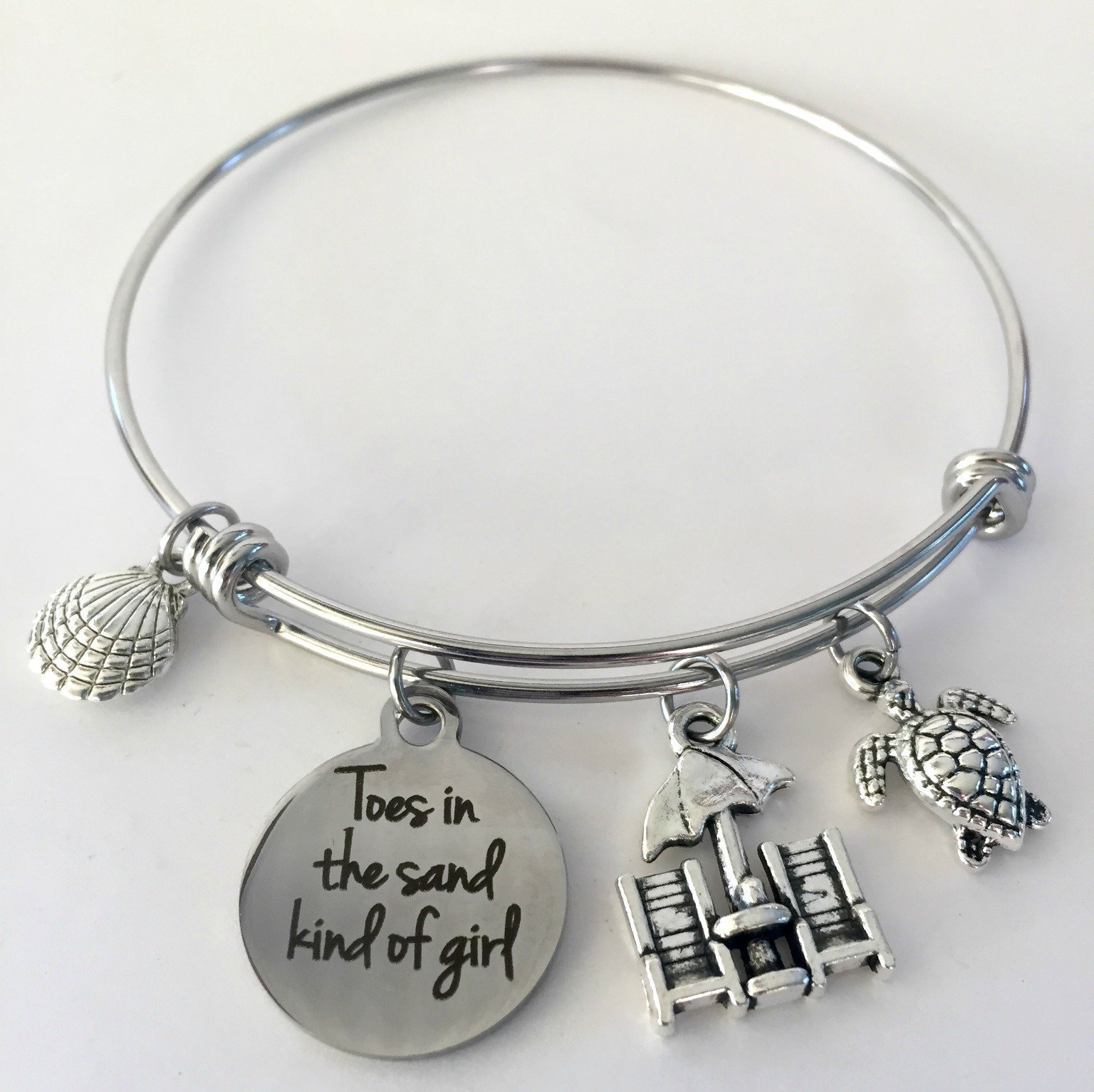 Toes in the Sand Kind of Girl Beach Bracelet - Dainty Adjustable Summer Jewelry for Women, Small-Medium Size | Perfect for Beach Vacations, Birthday Gifts & Boho Fashion