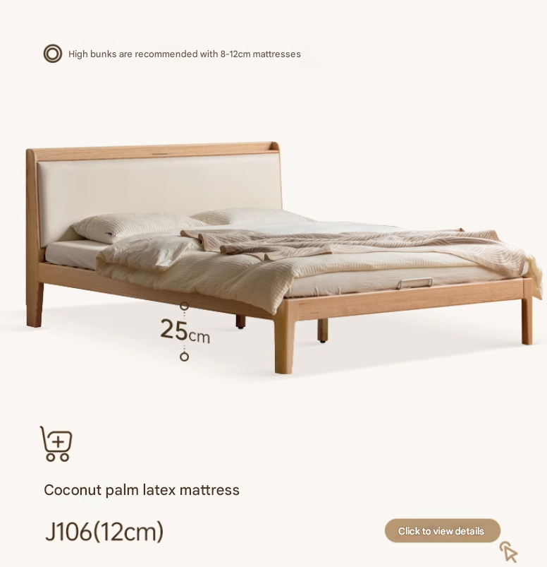 Solid Oak Wood Modern Minimalist Bed Frame - Durable & Stylish for Bedroom, Guest Room, or Studio Apartment