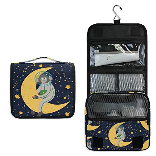Waterproof Hanging Travel Toiletry Bag with Cute Monkey Print - Cosmetic Makeup Organizer Pouch for Women & Girls | Perfect for Vacation, Gym, Camping & Daily Use
