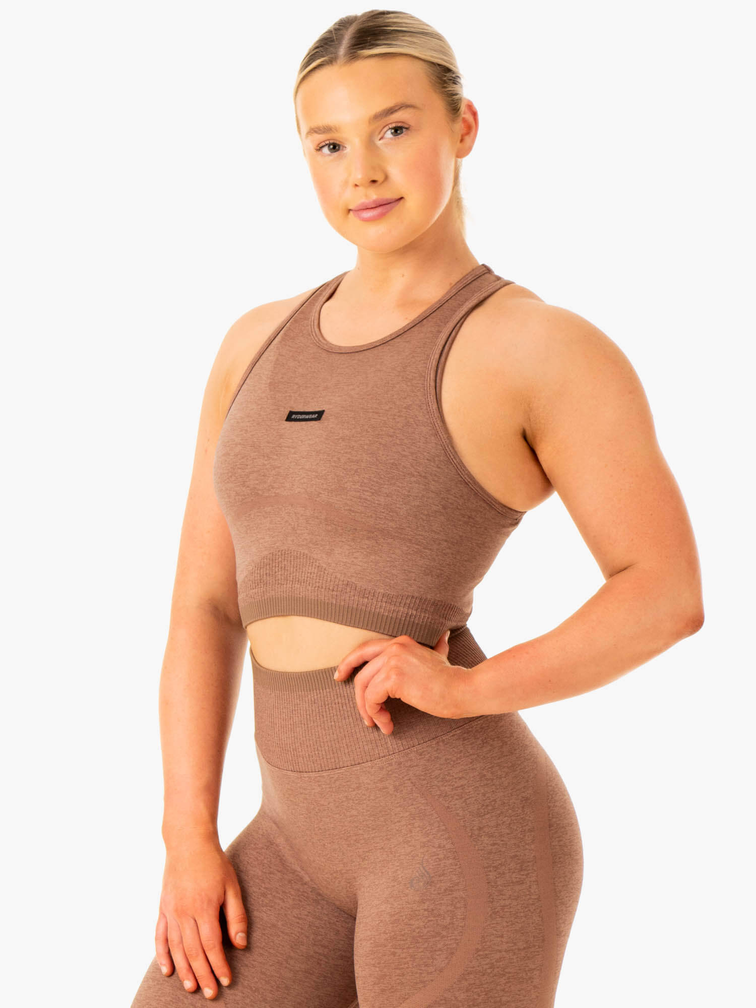 Excel Seamless Tank Top - Mocha Marl Color - Women's Workout & Yoga Shirt for Gym, Running & Casual Wear