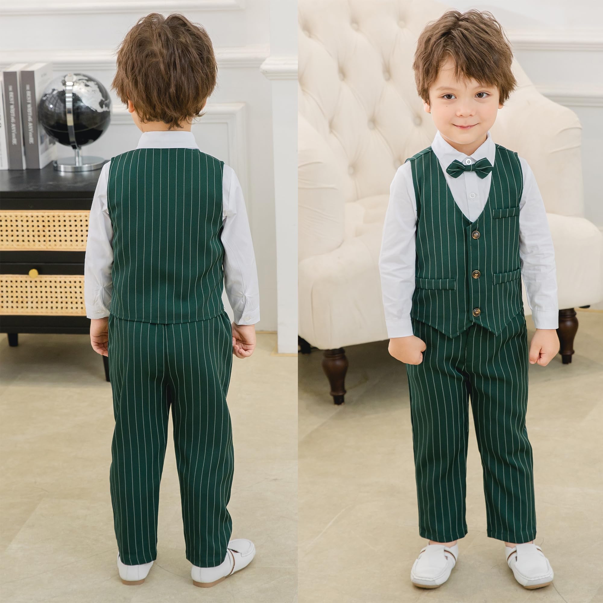 Kimocat Baby Boy Formal Suit - Long Sleeve Gentleman Tuxedo Vest Set for Wedding, Birthday & Special Occasions | Perfect for Photoshoots, Christenings & Holiday Celebrations